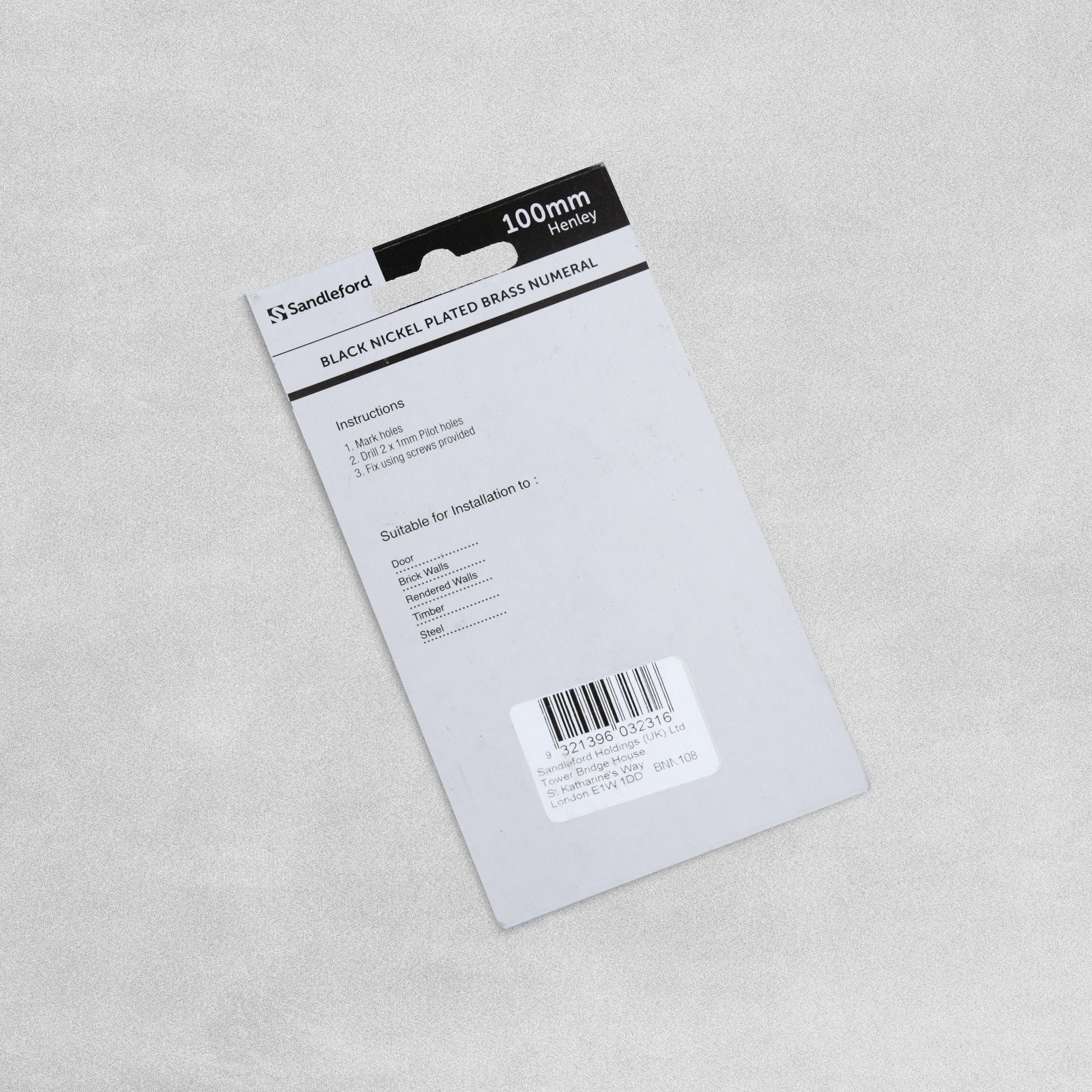 Sandleford Black Nickel Plated Brass Numeral - 100mm - Number 8