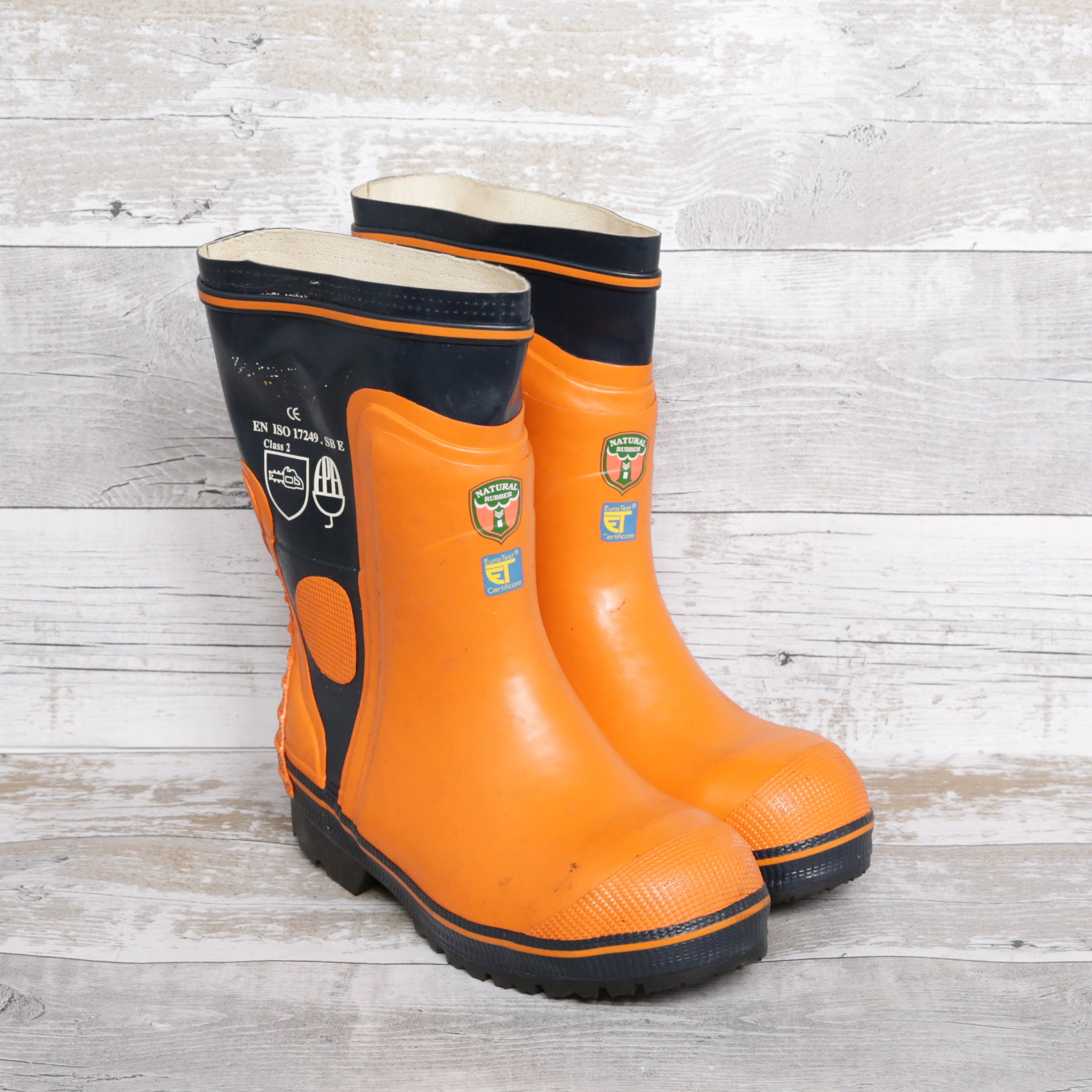 De-Branded Steel Toe Cap Chainsaw Class 2 Wellington Boots UK 7