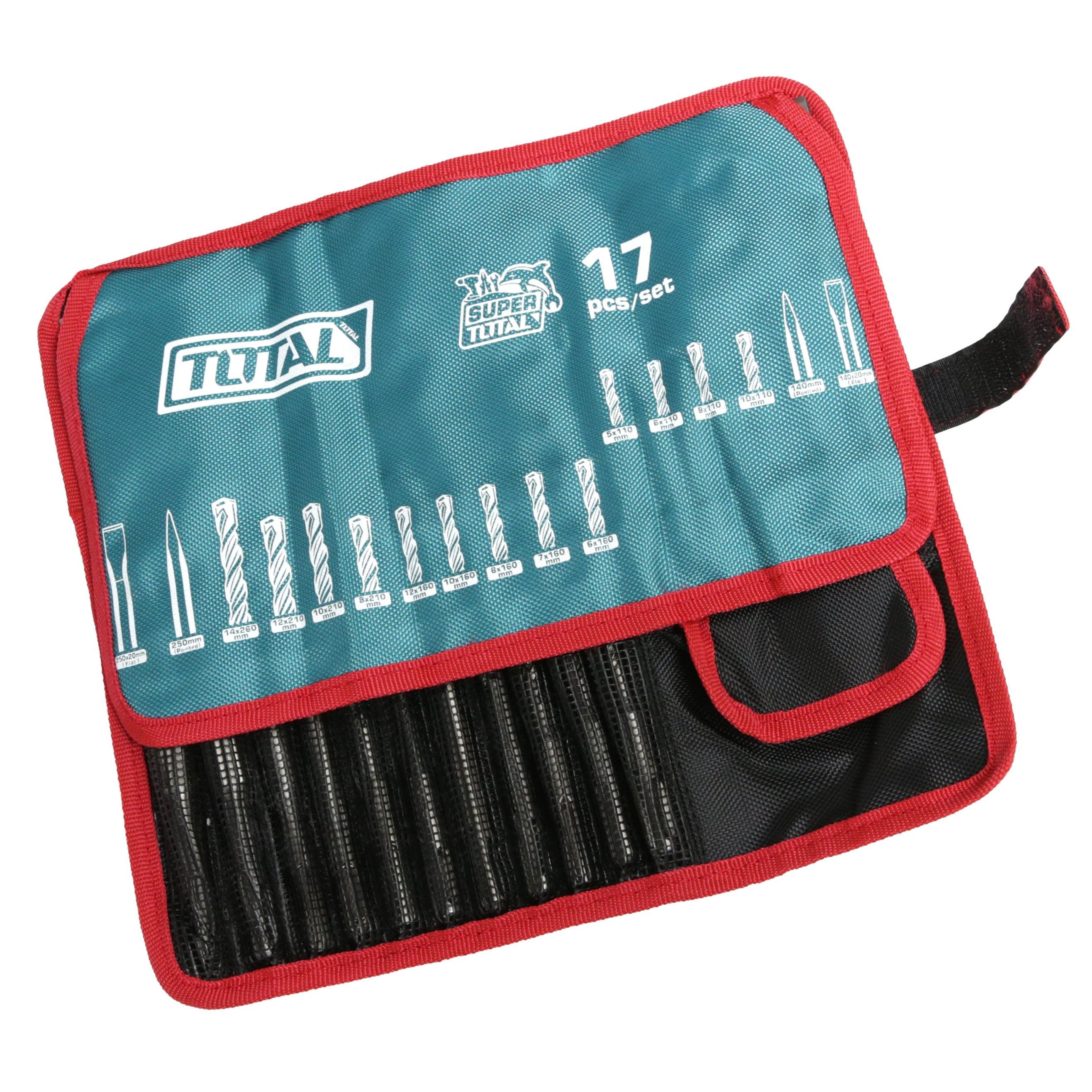 Total SDS PLus Hammer Drill Bits and Chisel Set - 17pcs- TACSD91701