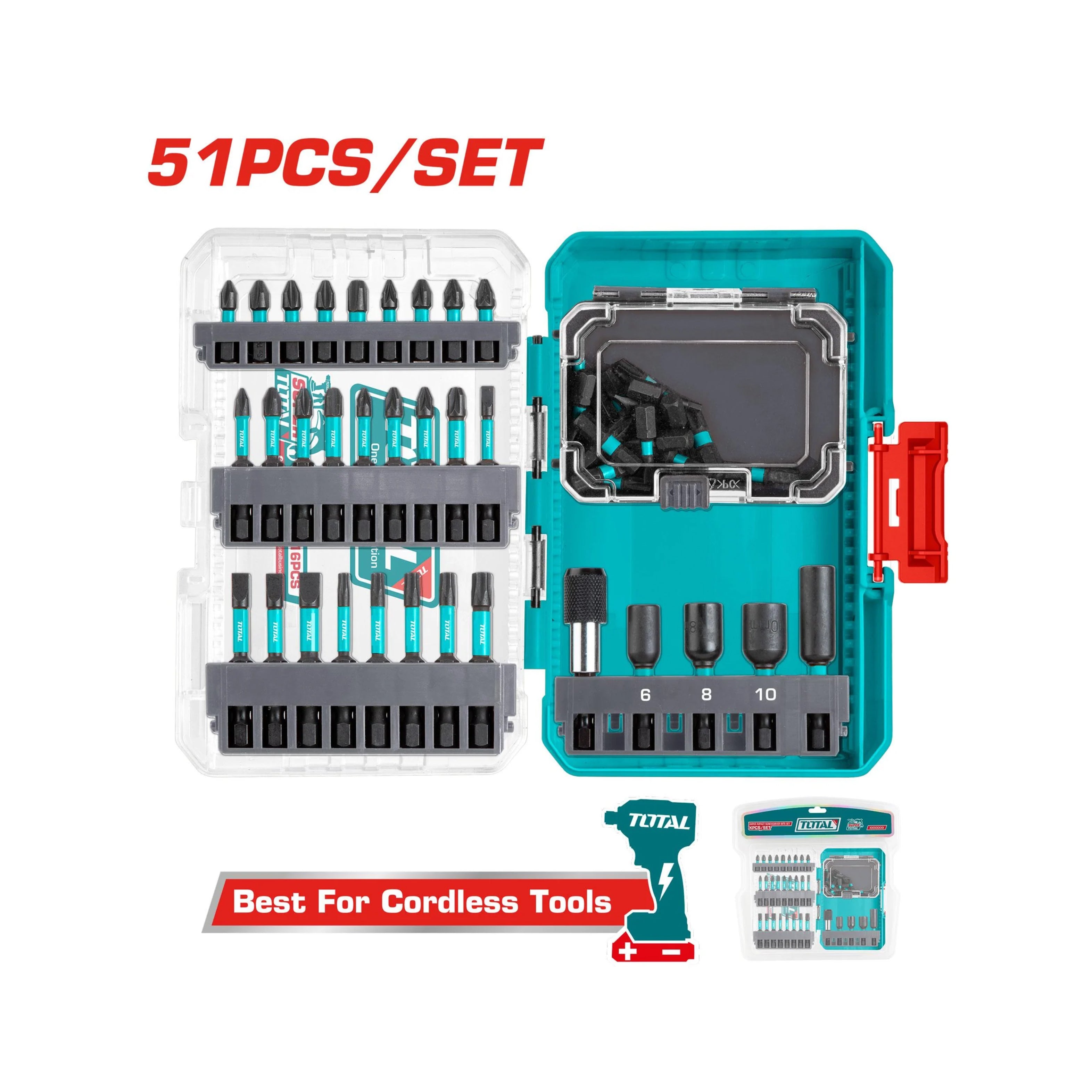 Total Impact Screwdriver Bits Set - 51pcs - TACSDL25106