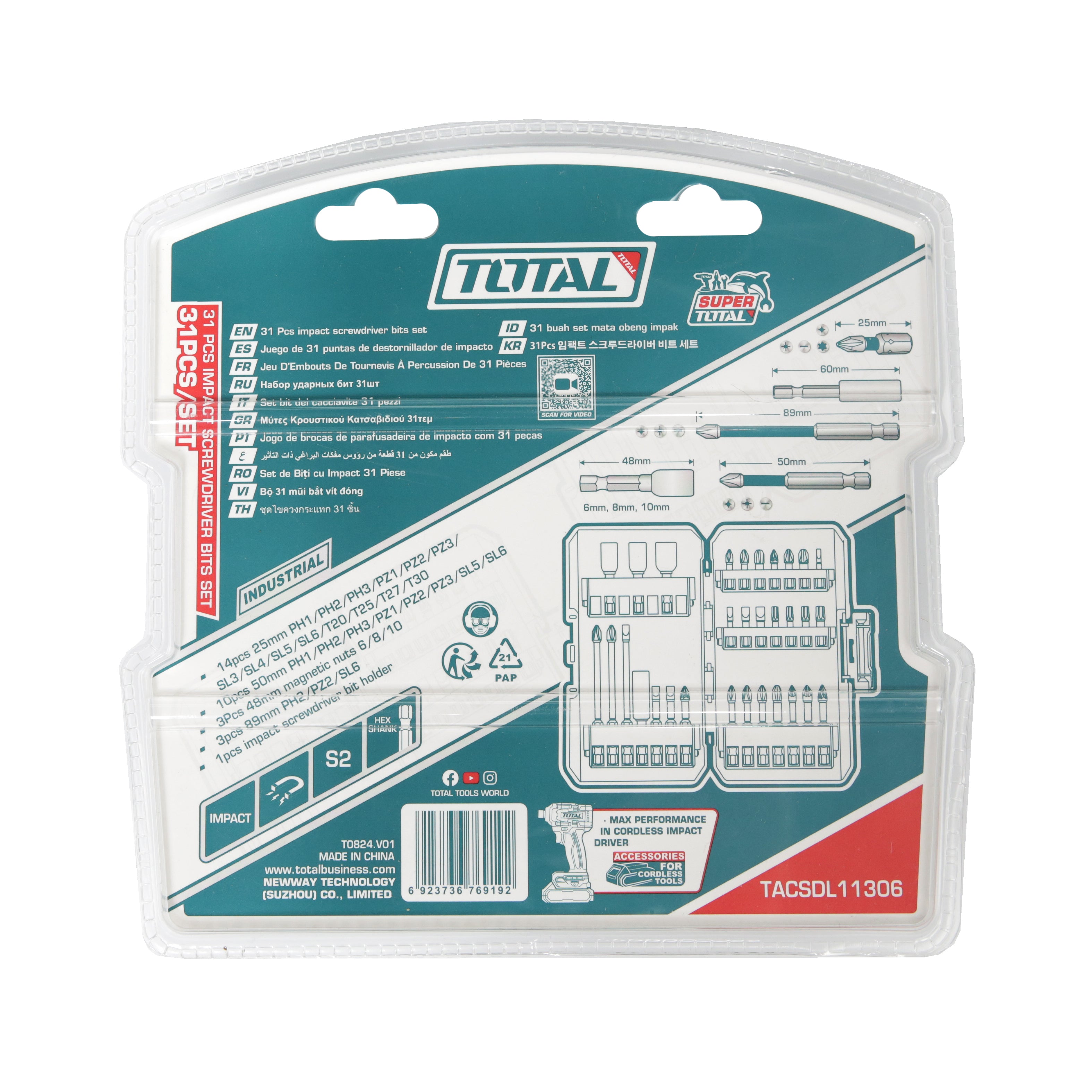 Total Impact Screwdriver Bits Set - 31pcs - TACSDL11306