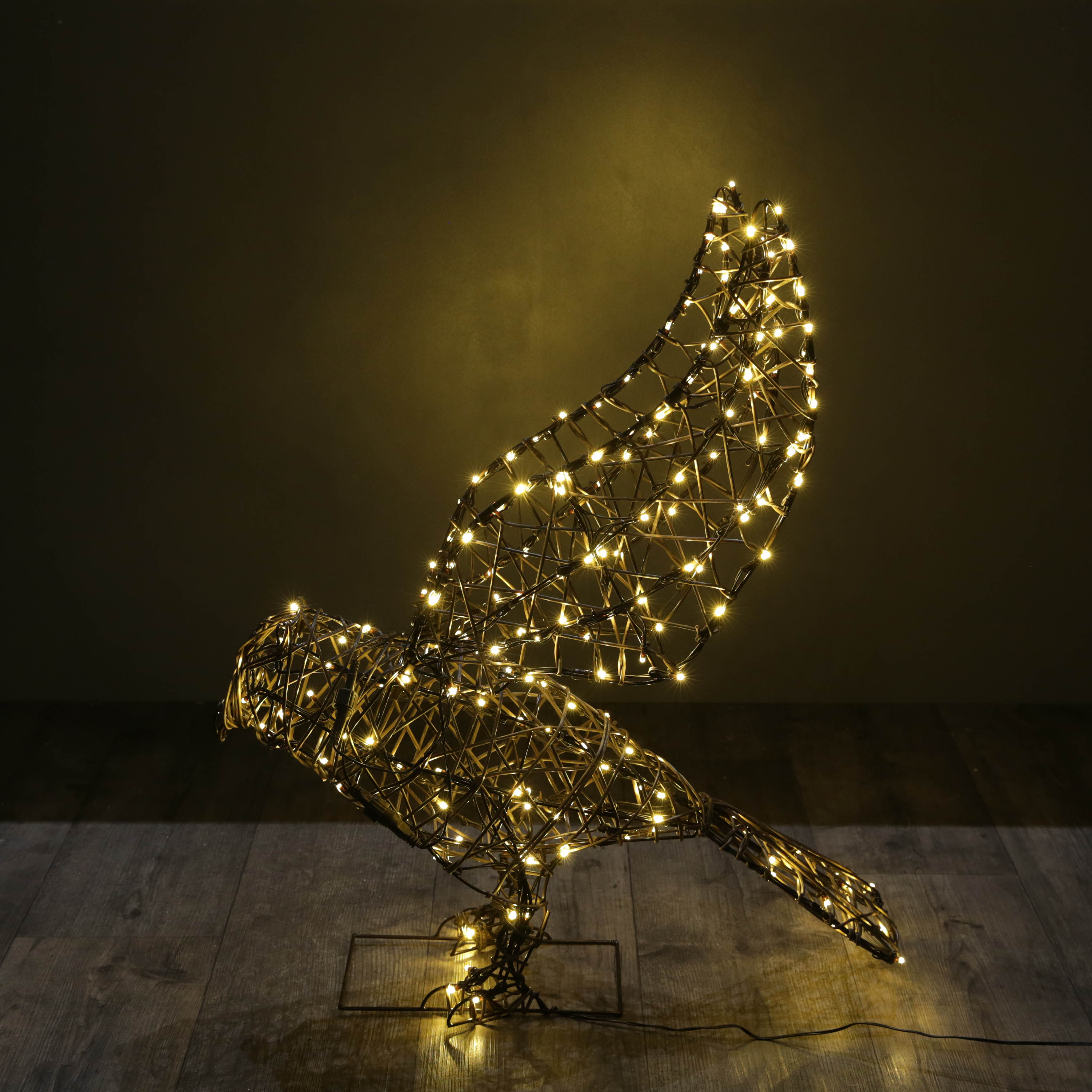 Noma Brown Wicker Owl Light - 74cm x 65cm
