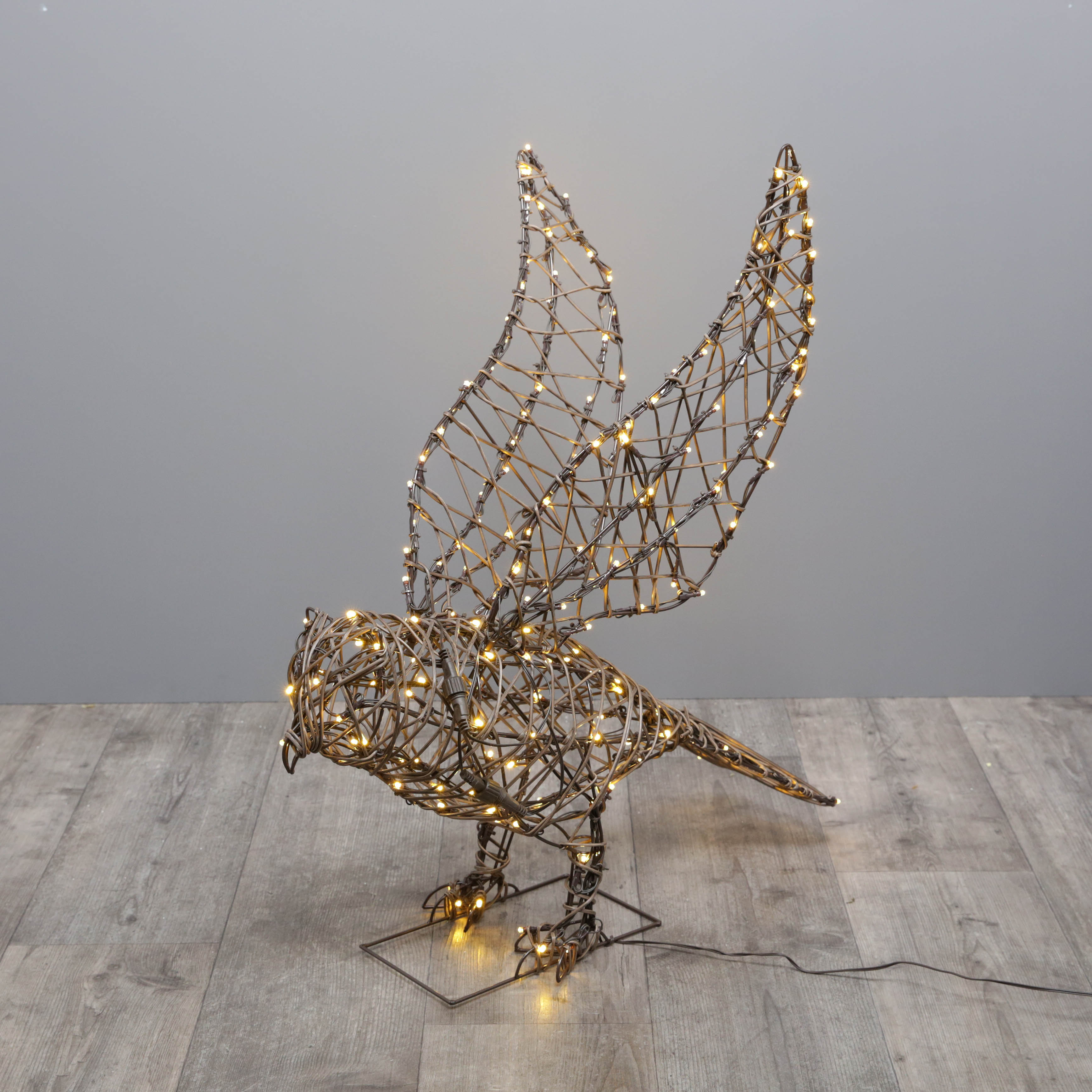 Noma Brown Wicker Owl Light - 74cm x 65cm