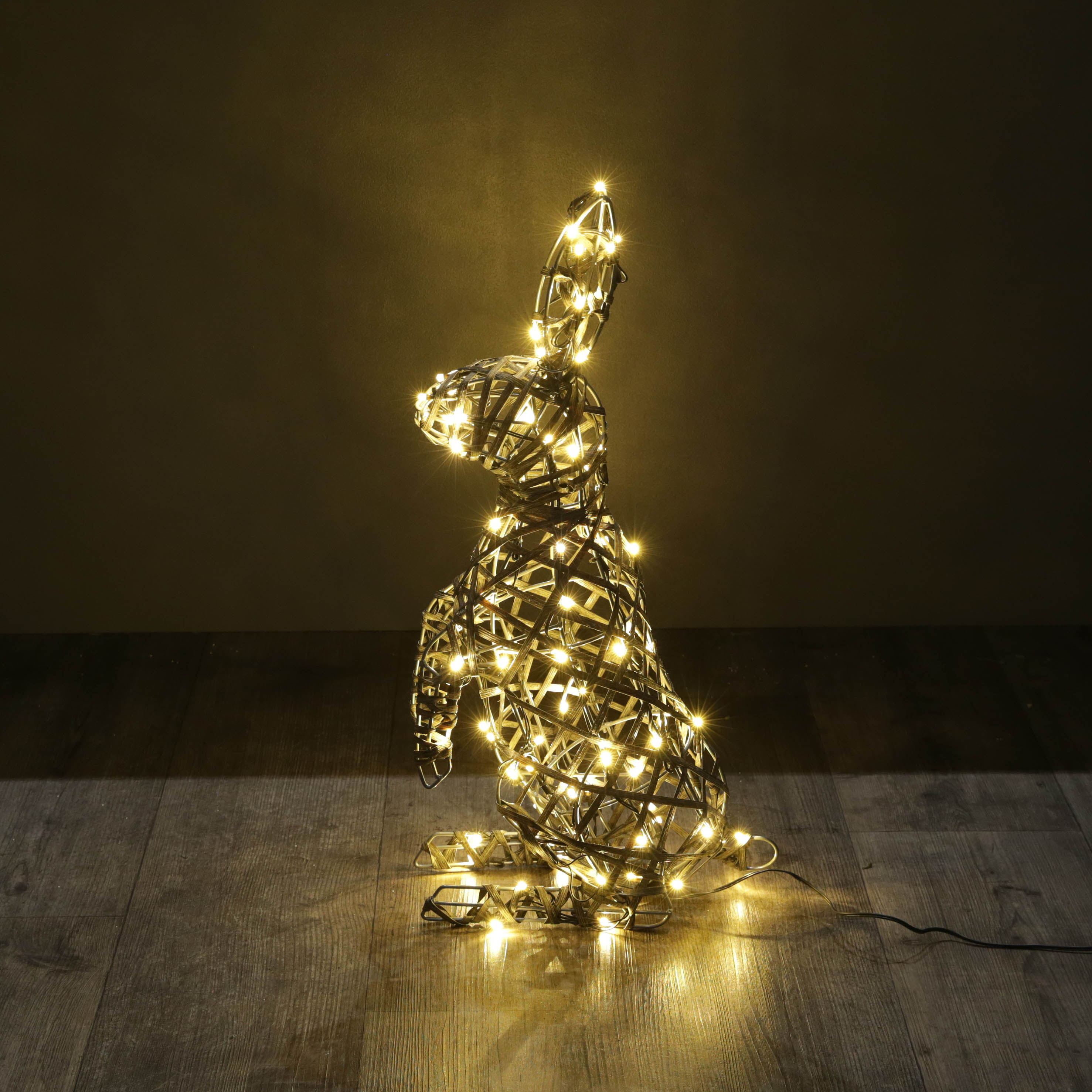 Noma Grey Rattan Jumping Rabbit Light - 58cm x 28cm