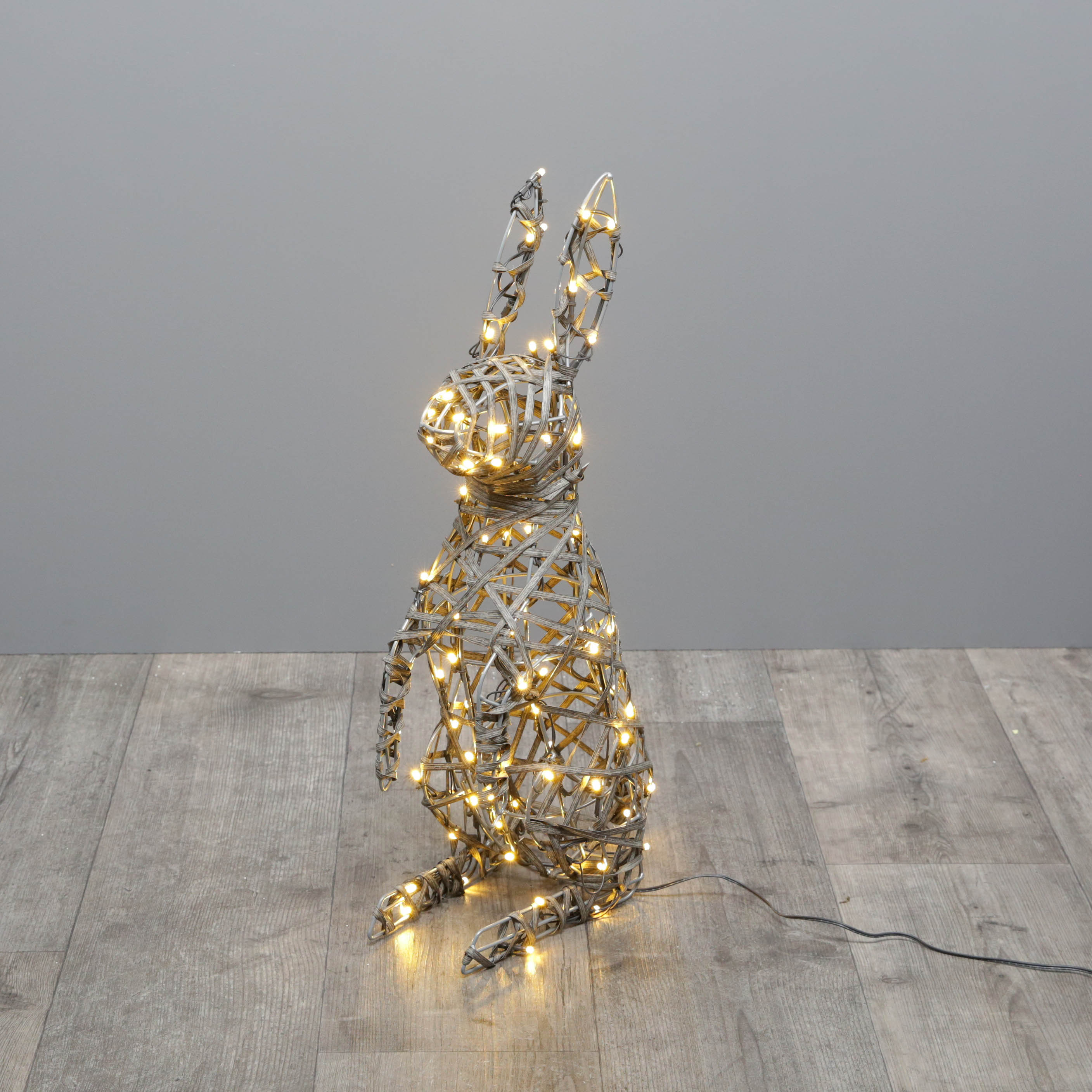 Noma Grey Rattan Jumping Rabbit Light - 58cm x 28cm