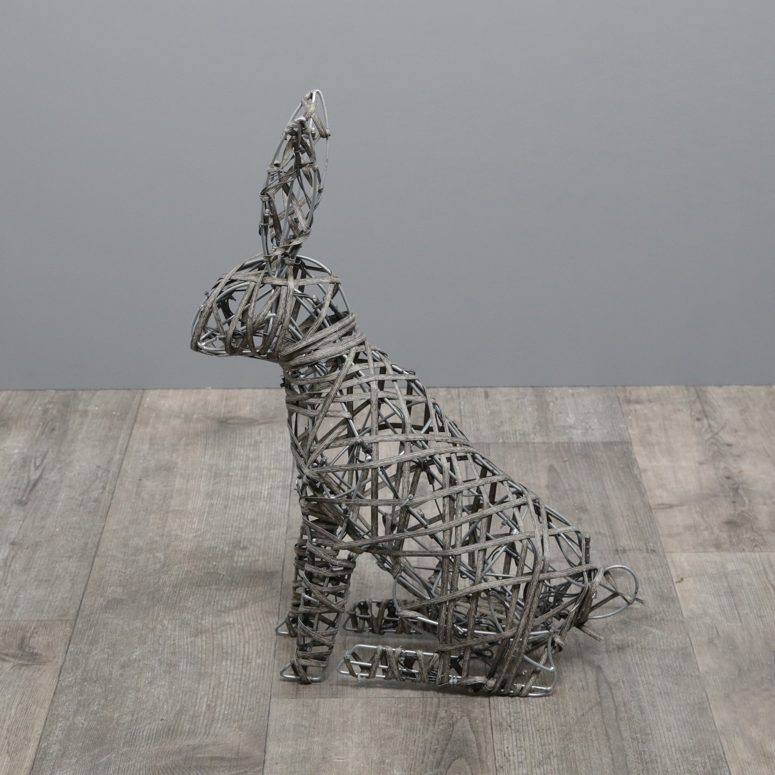 Noma Grey Rattan Sitting Rabbit Light - 50cm x 40cm