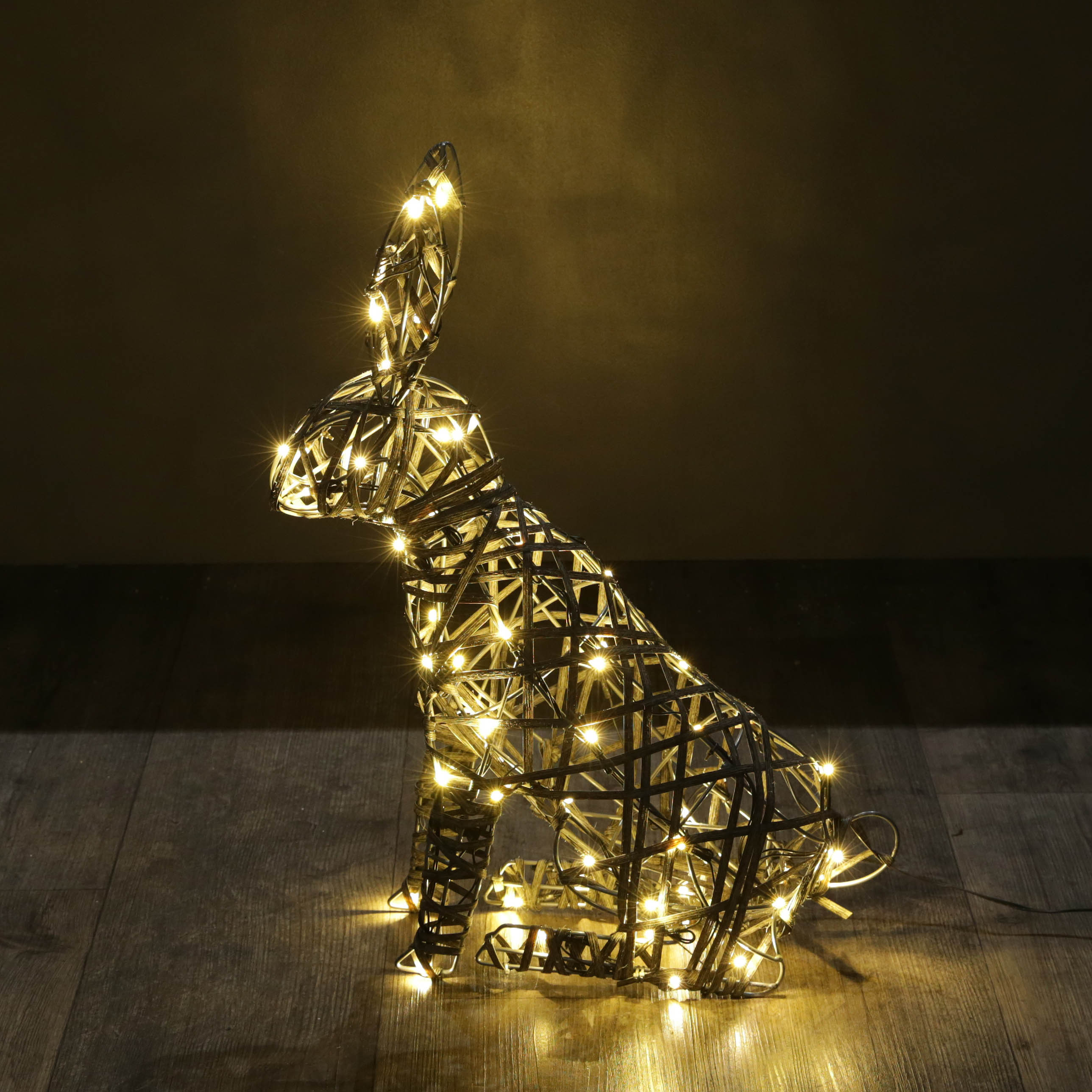Noma Grey Rattan Sitting Rabbit Light - 50cm x 40cm