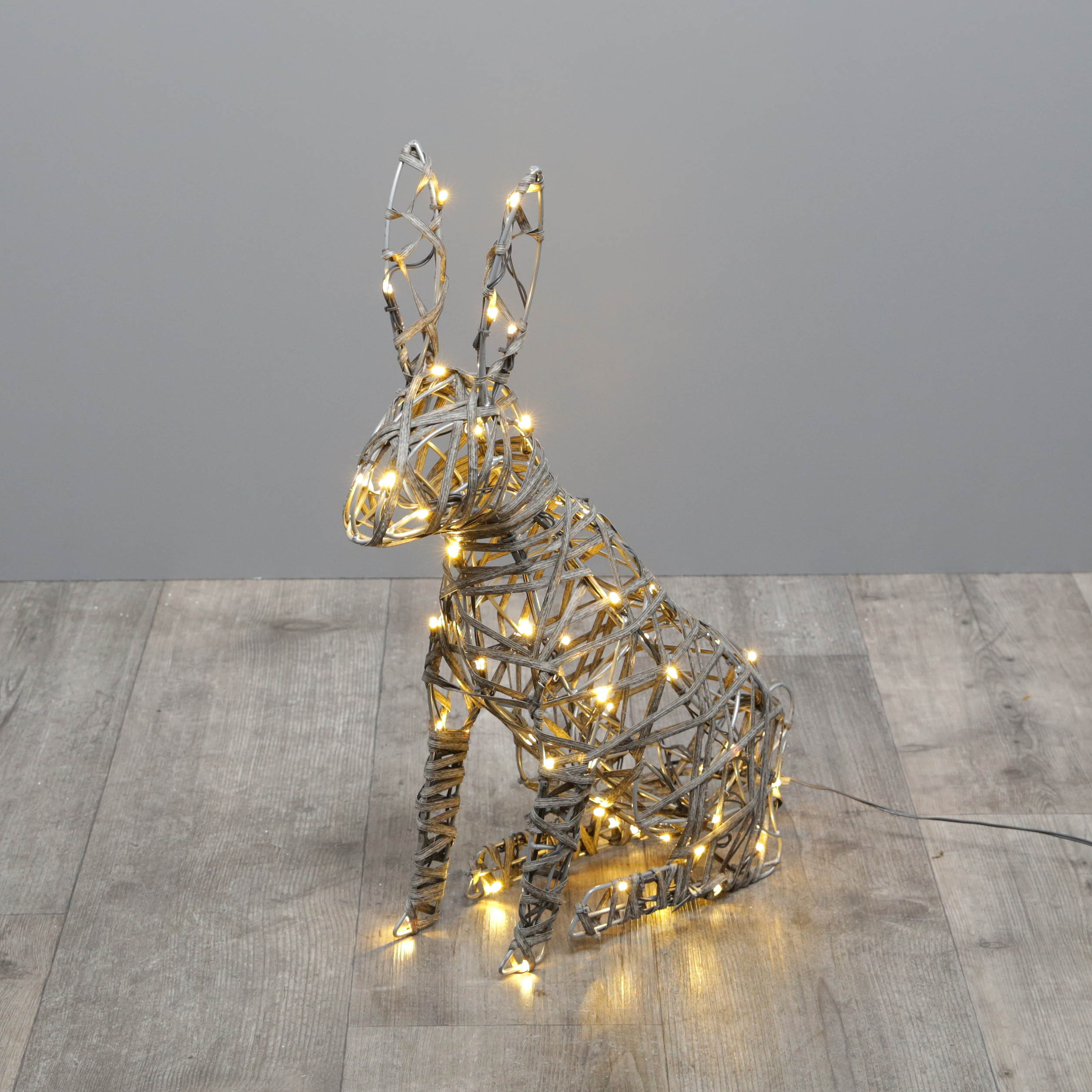 Noma Grey Rattan Sitting Rabbit Light - 50cm x 40cm