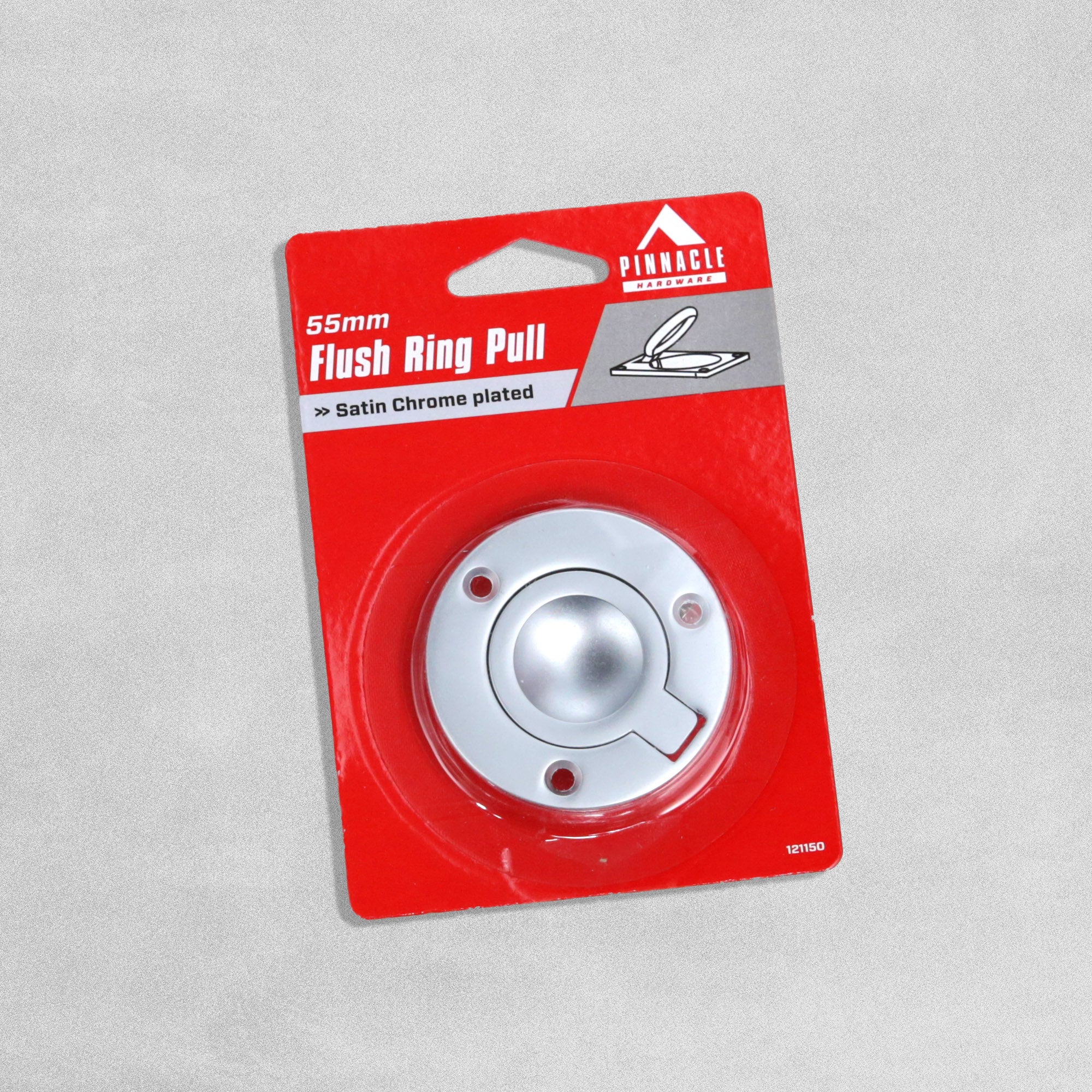 Sandleford Pinnacle Hardware - Flush Ring Pull Satin Chrome Plated - 55mm