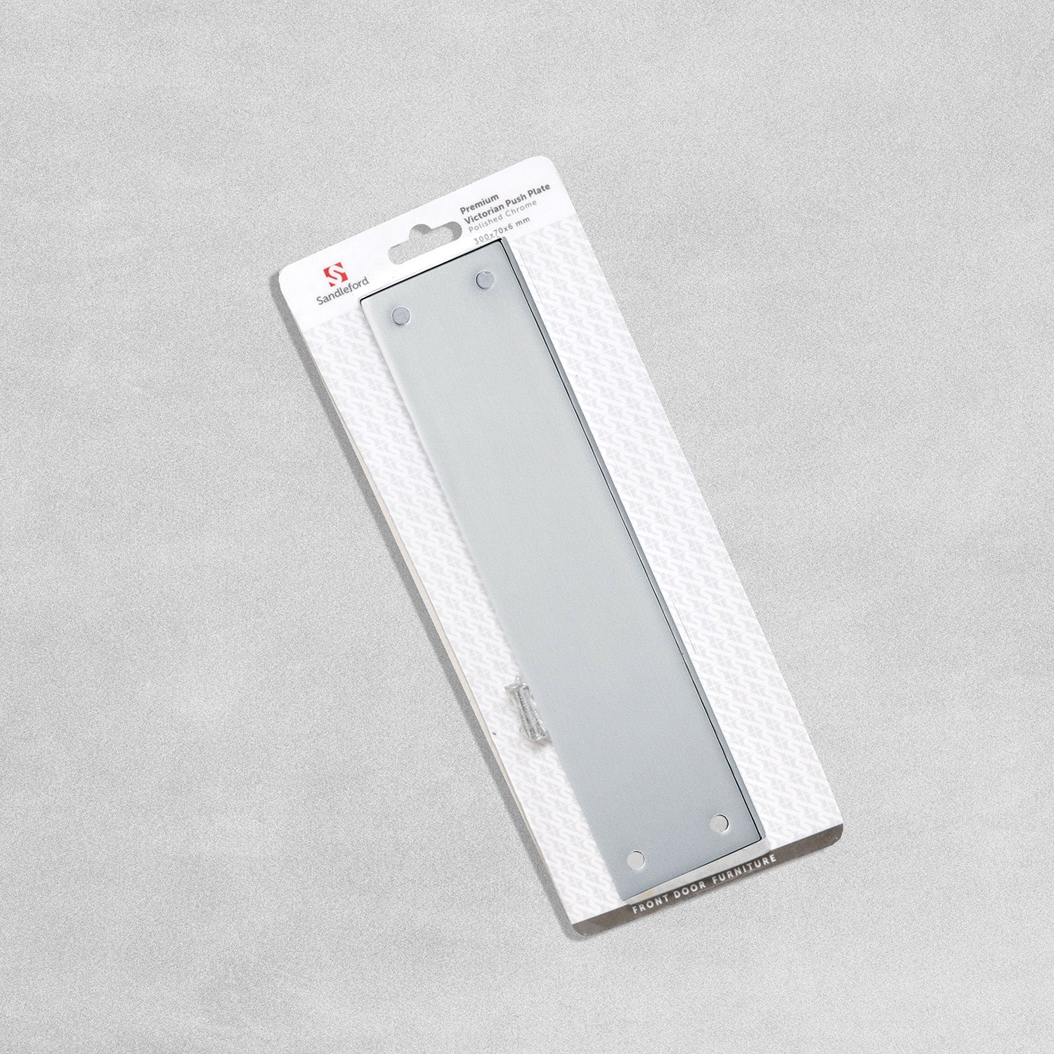 Sandleford Premium Victorian Push Plate - Polished Chrome - 300 x 70 x 6mm