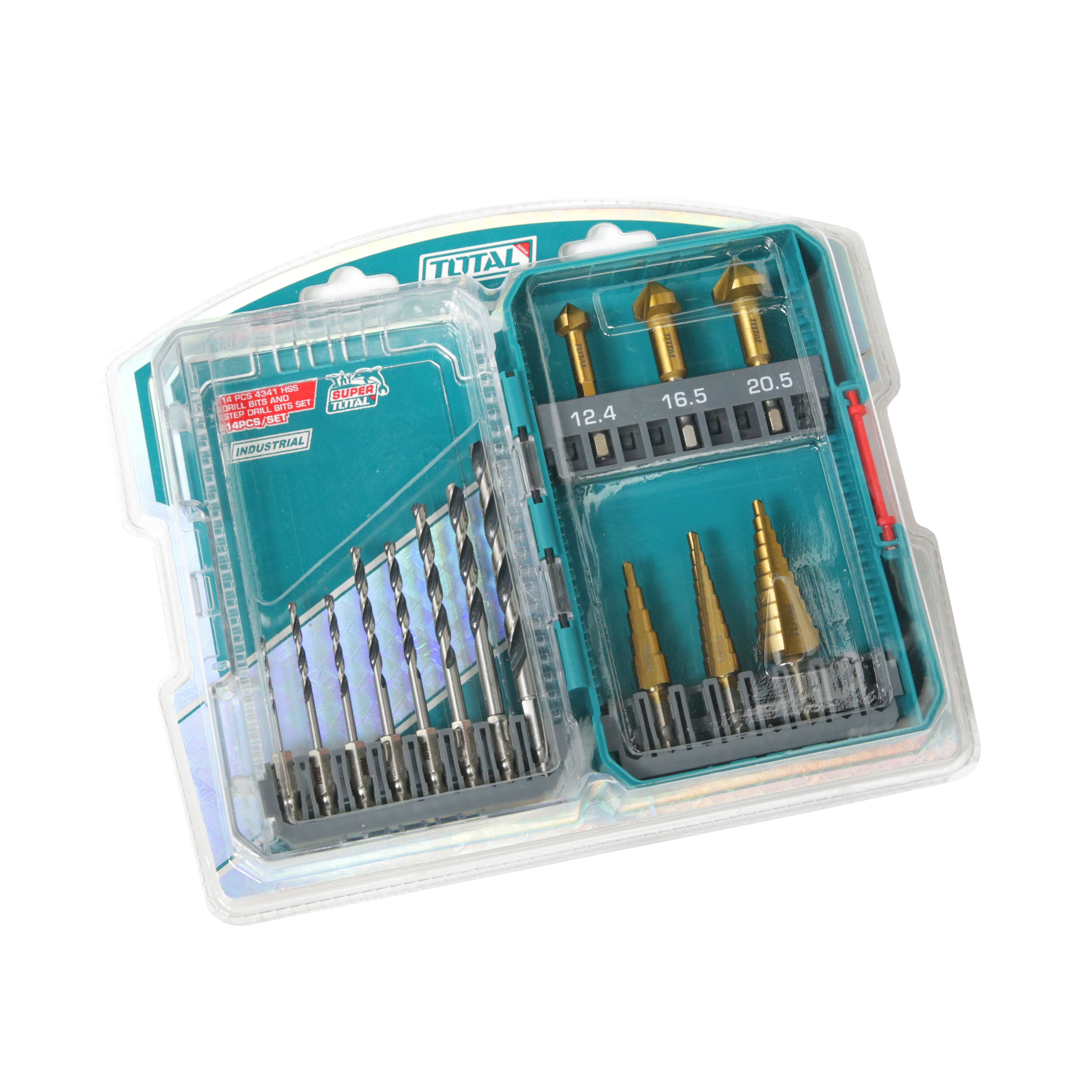 Total 4341 HSS Drill Bits and Step Drill Bits Set - 14pcs - TACSDL61401