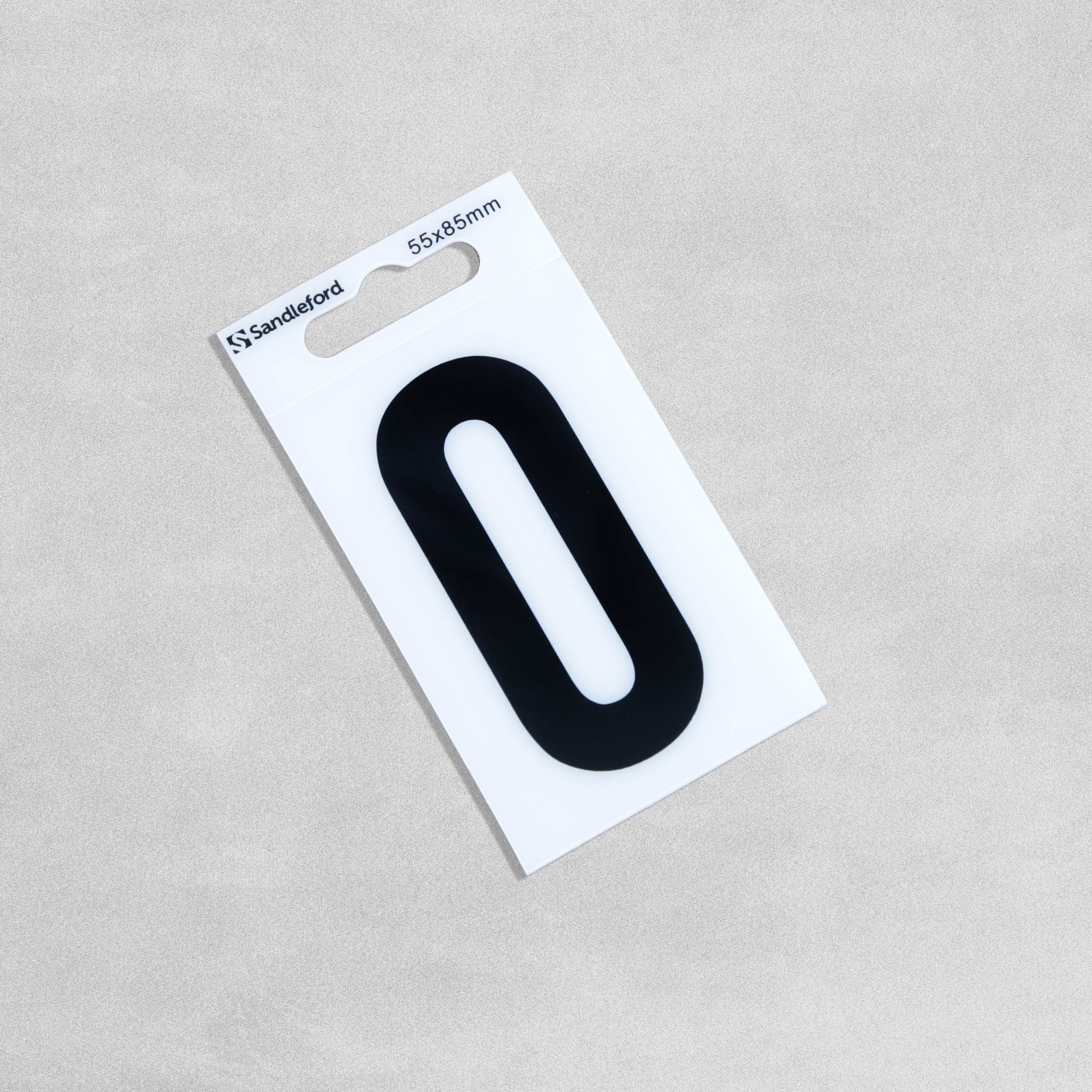 Sandleford Stick On Numeral '0' Sign - White & Black - 55 x 85mm