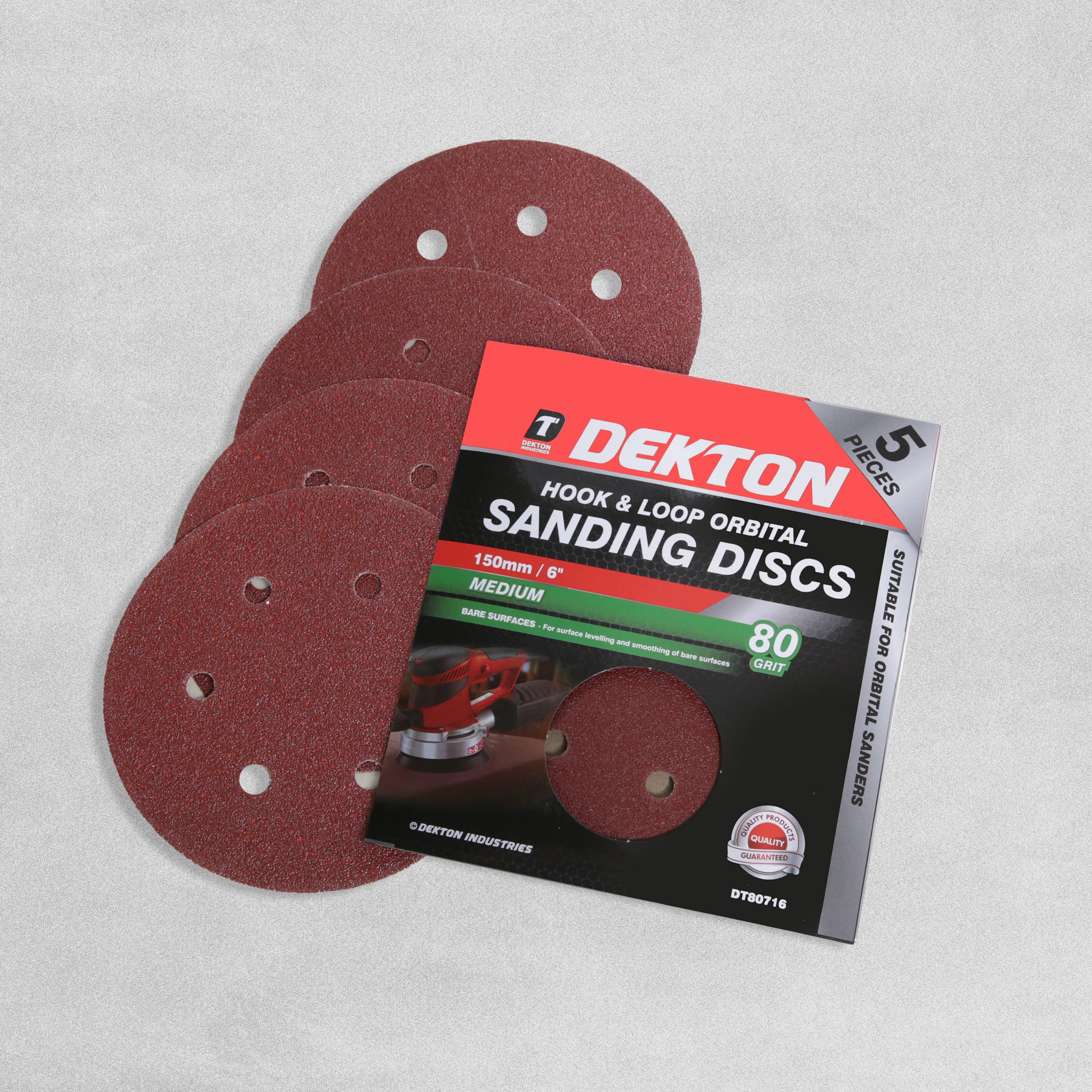 Dekton Hook & Loop Orbital Sanding Disks - Medium 80 Grit