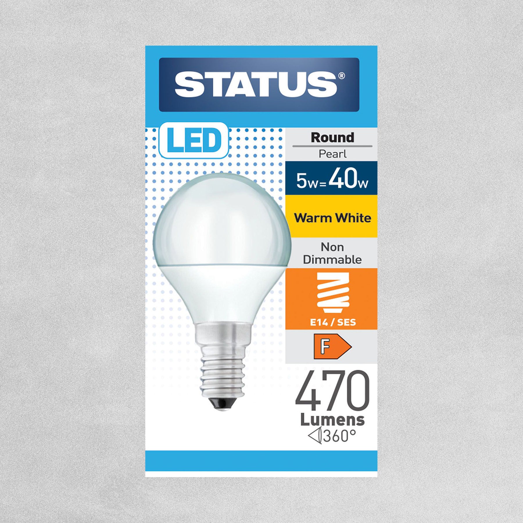Status LED Round Pearl Bulb E14/SES 5w=40w - Warm White