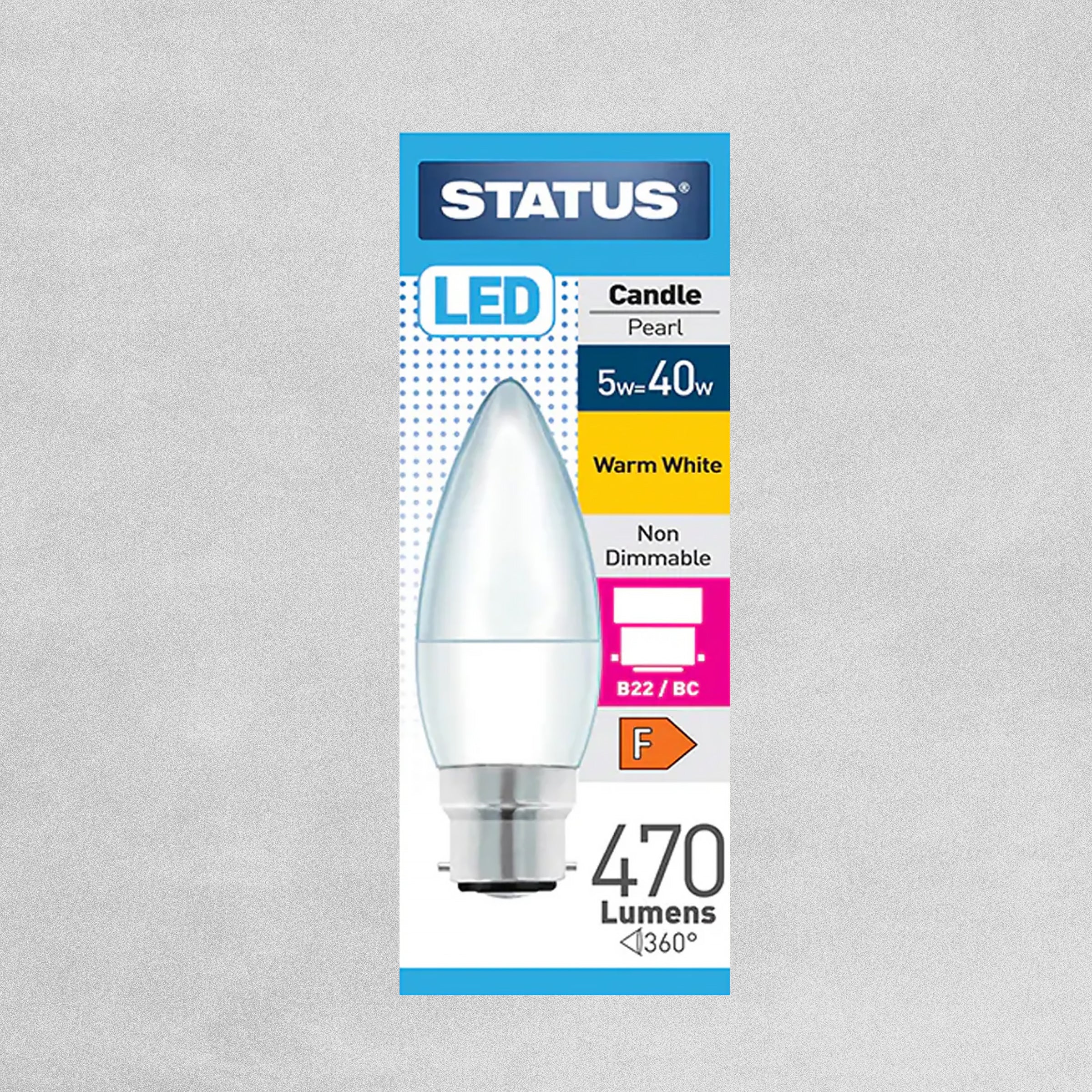 Status LED Candle Pearl BC/B22 5w=40w Bulb - Warm White