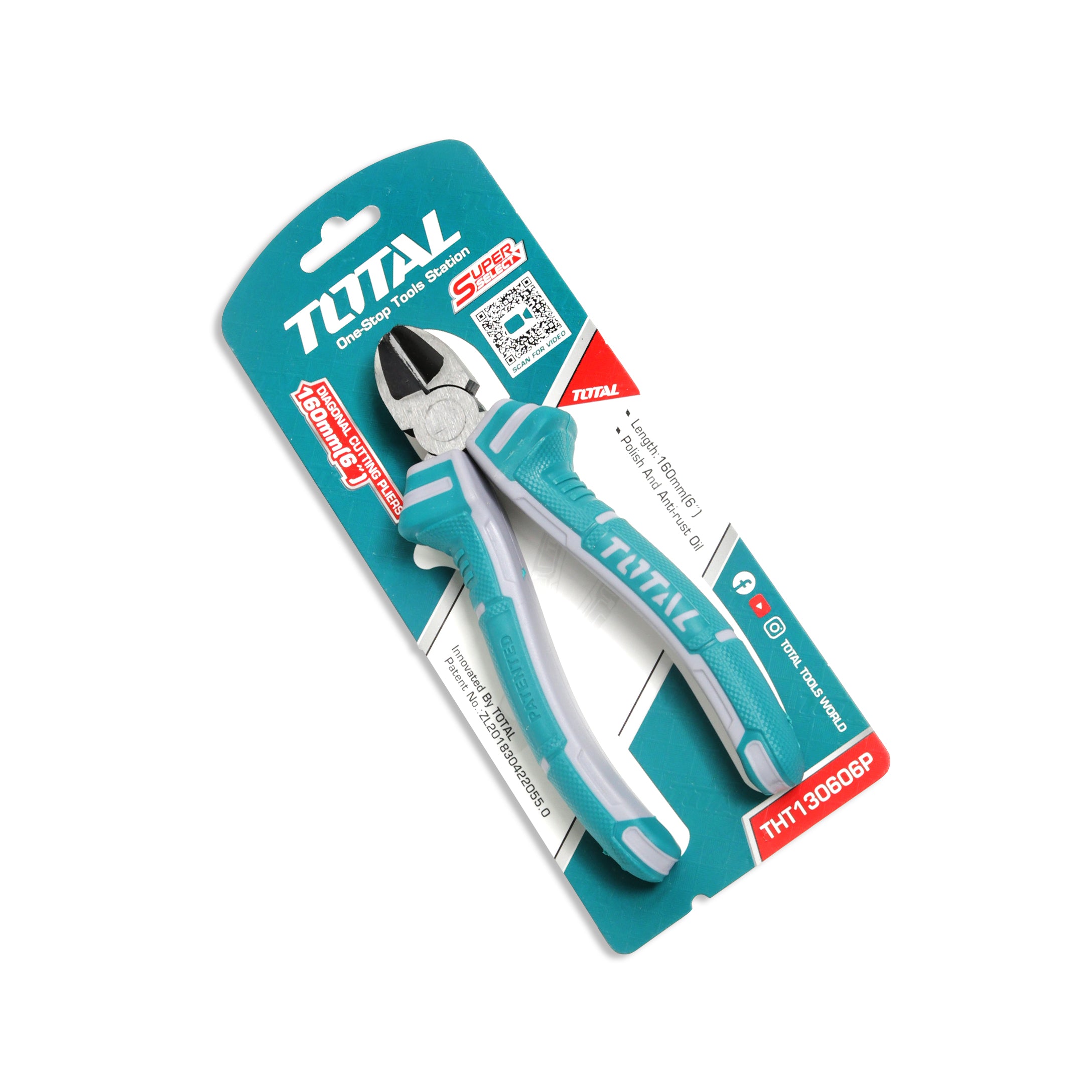 Total Diagonal Side Cutting Pliers 160mm 6" - THT130606P