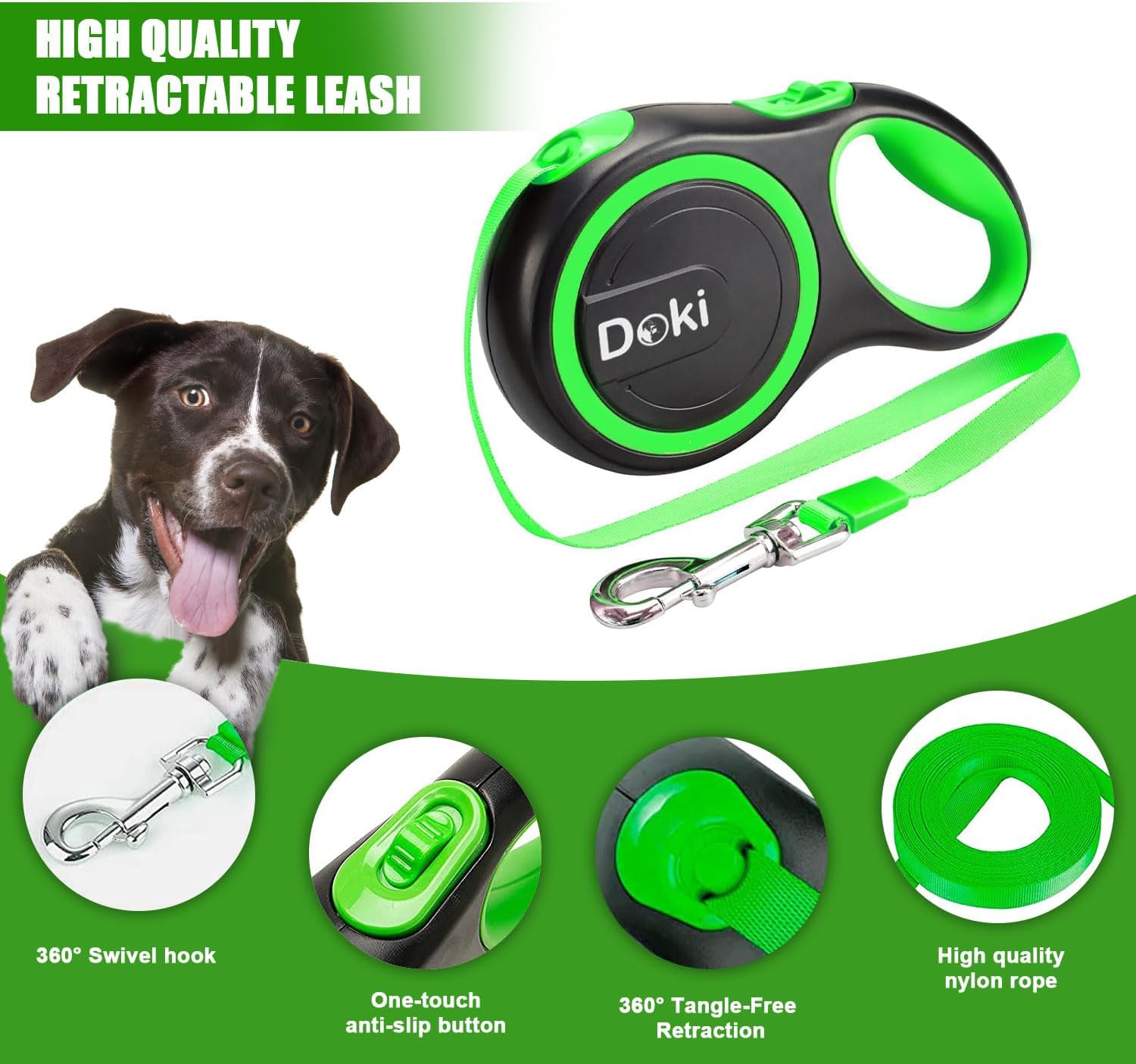 Retractable Dog Lead - 8m / 26ft - suitable for large and XL dogs. Various Colours Available