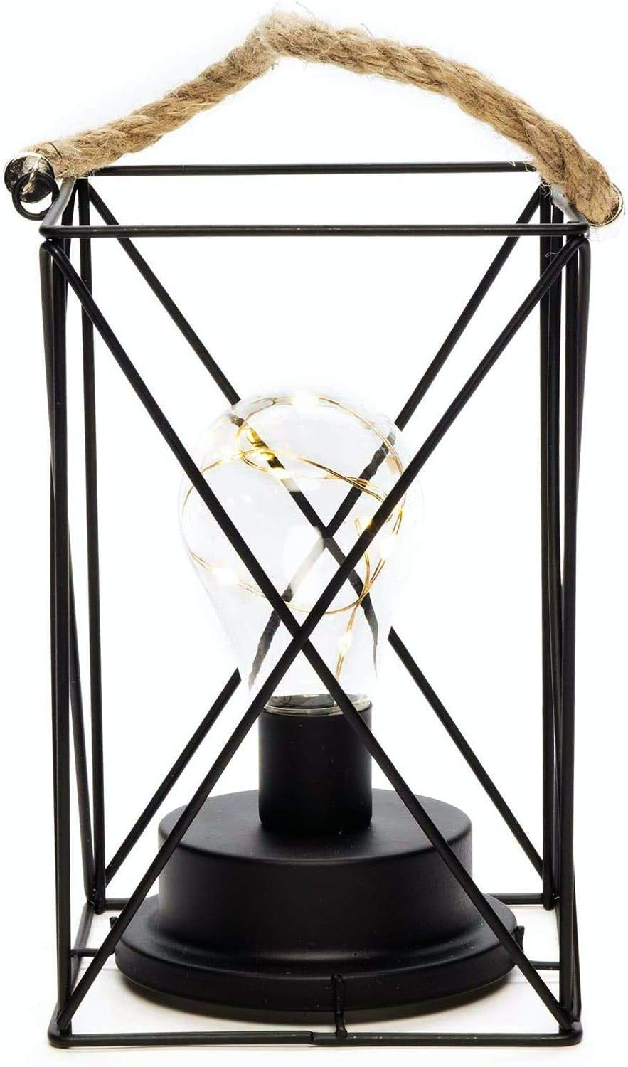Konstsmide Square Lantern with LED Micro Lights / Rope Handle