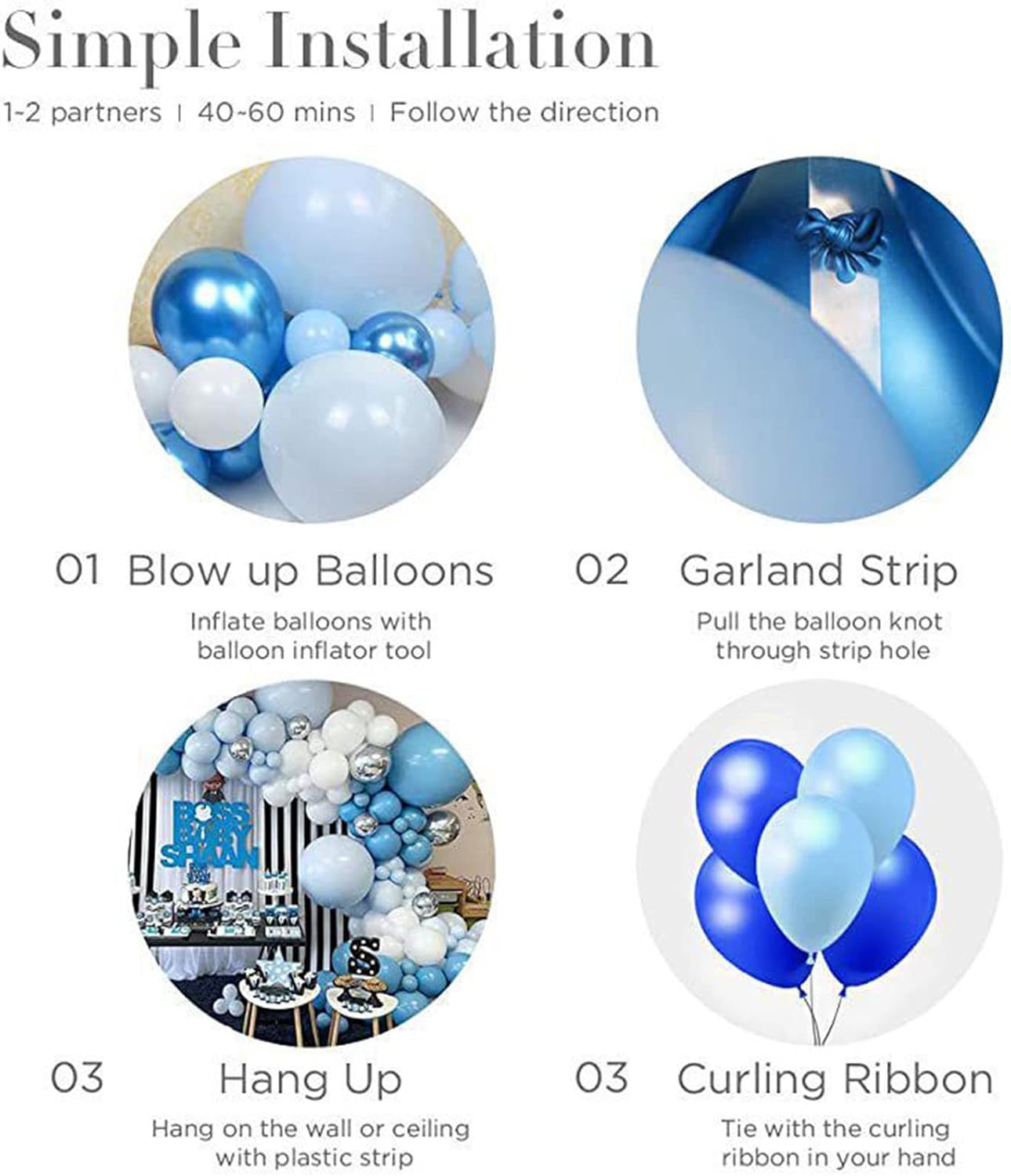 Balloon Arch Kit with pump - Blue and White