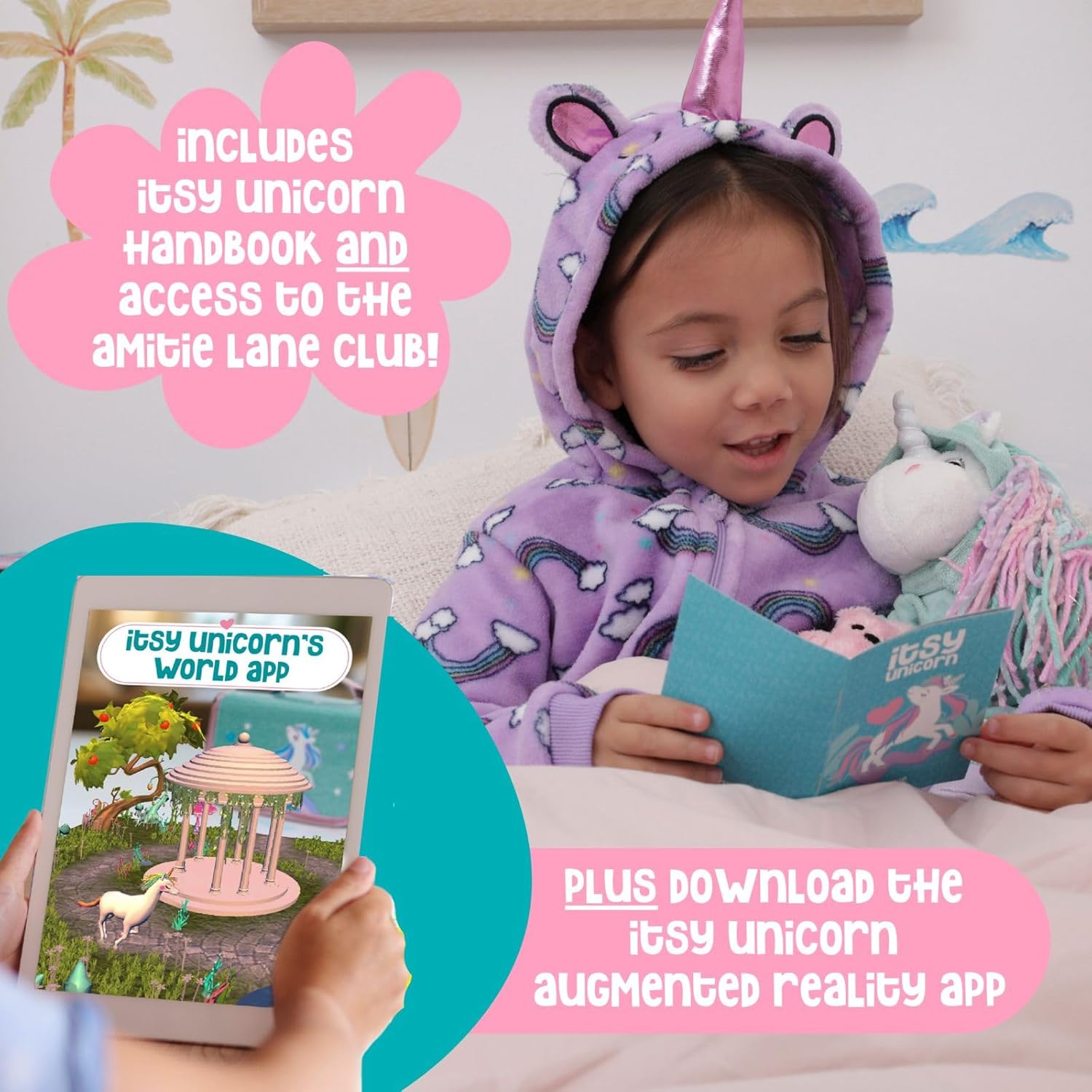 Amitie Lane Unicorn Plush Ballerina with Drawstring Bag