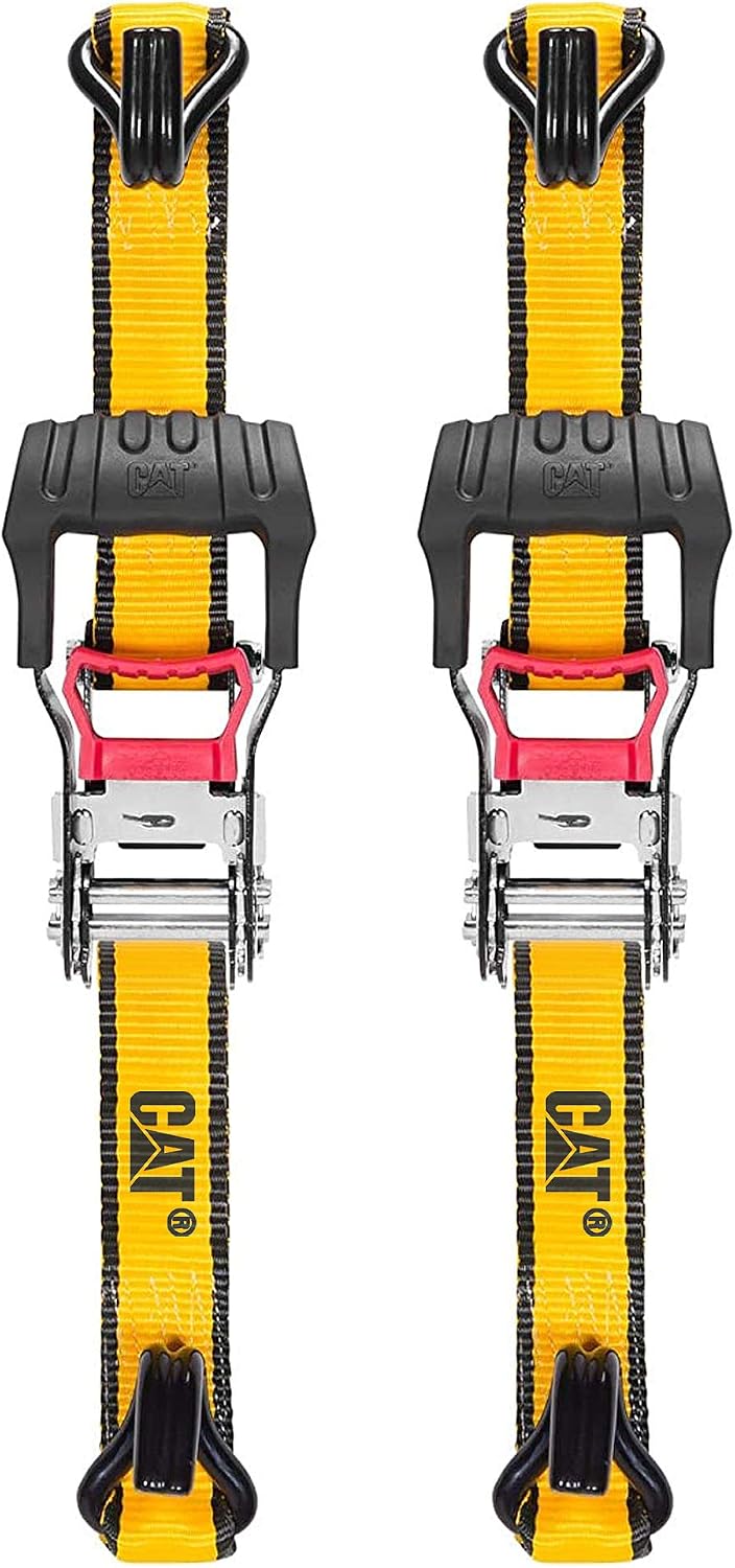 Caterpillar Ratchet Tie Down with Soft Hooks. 16 ft x 1.5 in- 2 pack