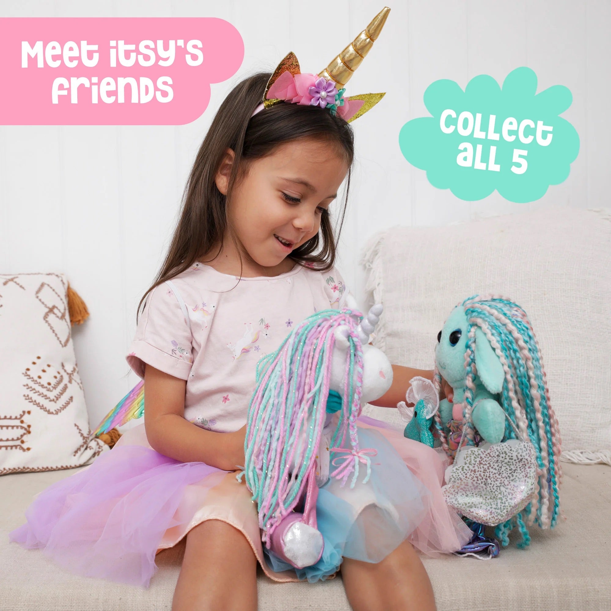 Amitie Lane Unicorn Plush Ballerina with Drawstring Bag