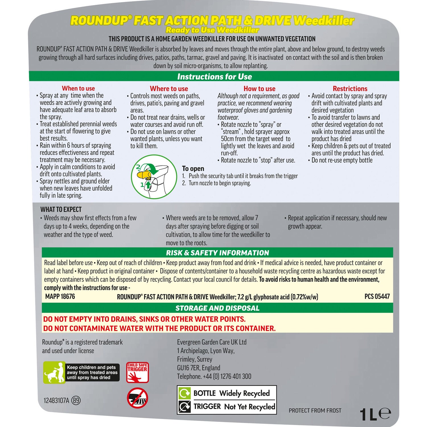 Fast Action Roundup PATH Weedkiller 1L Ready To Use