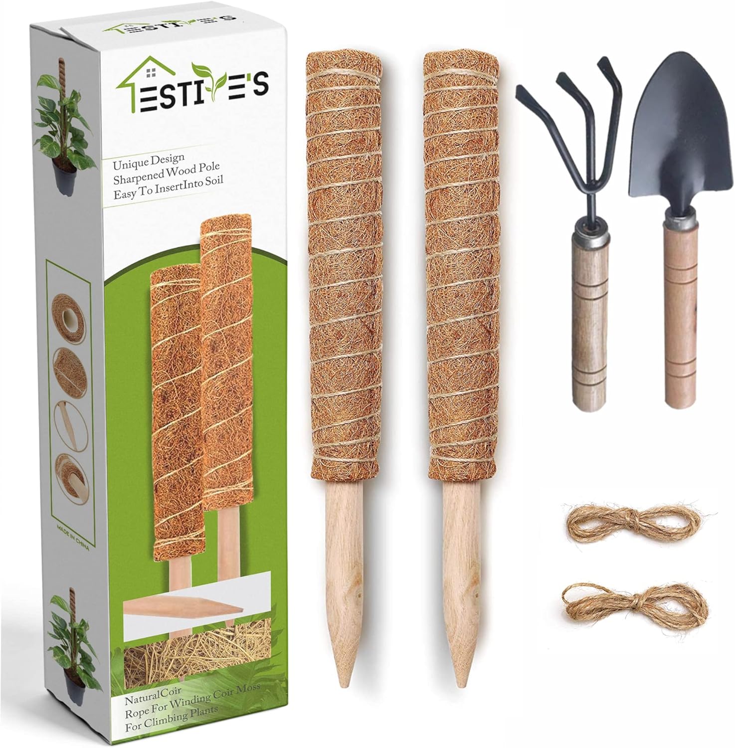 Estive's Moss Poles - pack of 2 with accessories