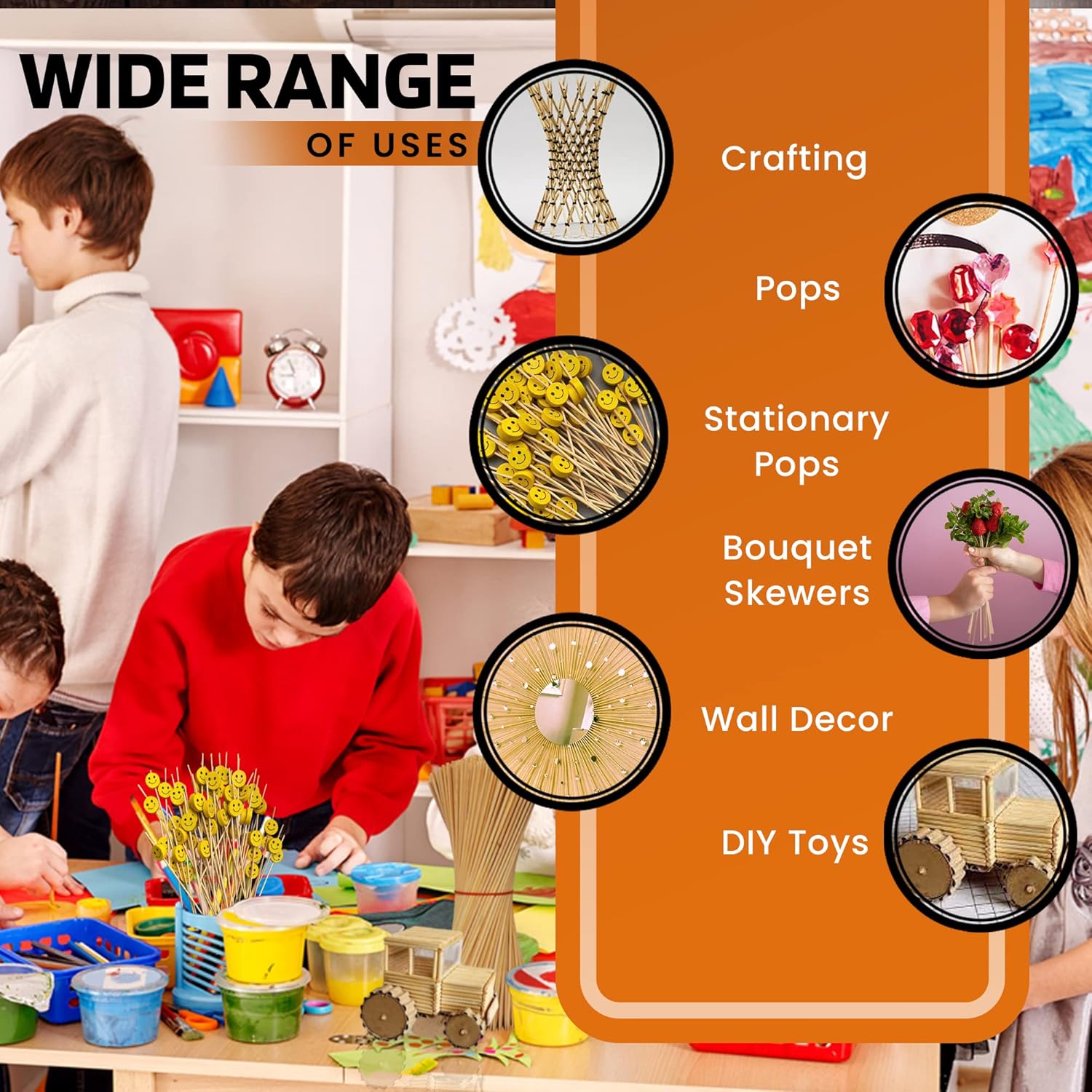 Hana Essentials Bamboo Skewers Pack of 300 - 25cm Long / 3mm Diameter