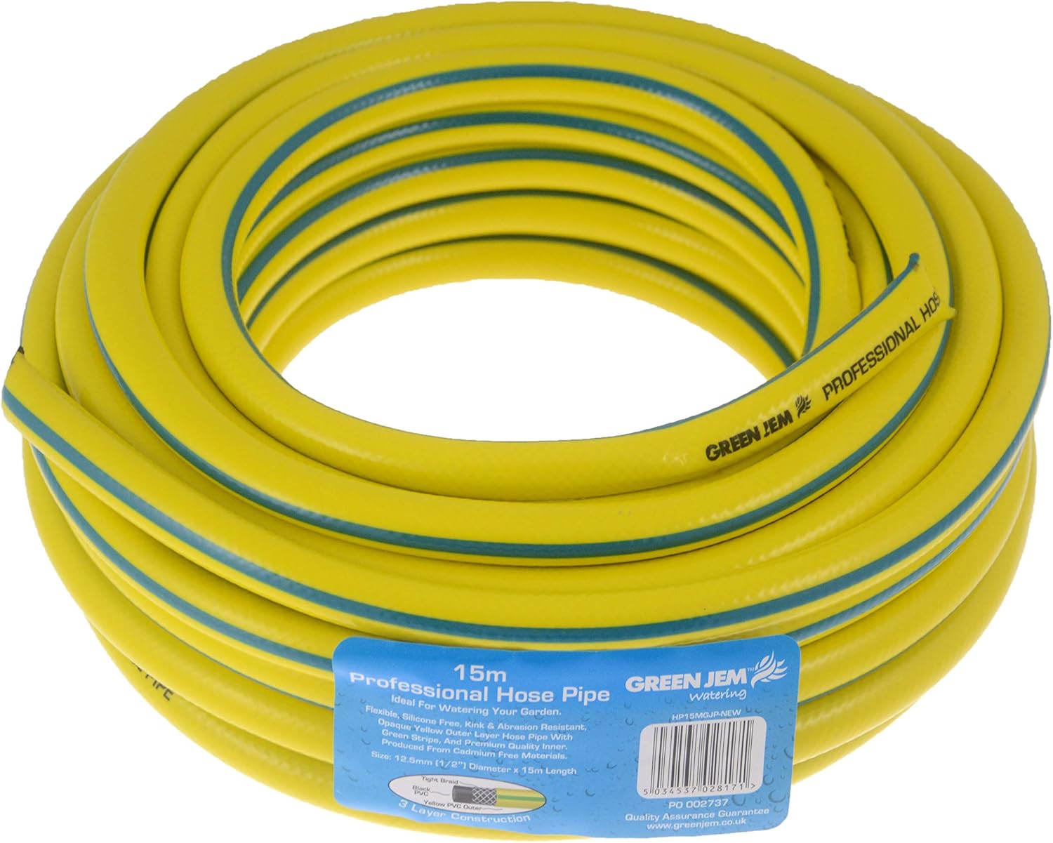 Green Jem Professional Hose Pipe, Yellow - various lengths