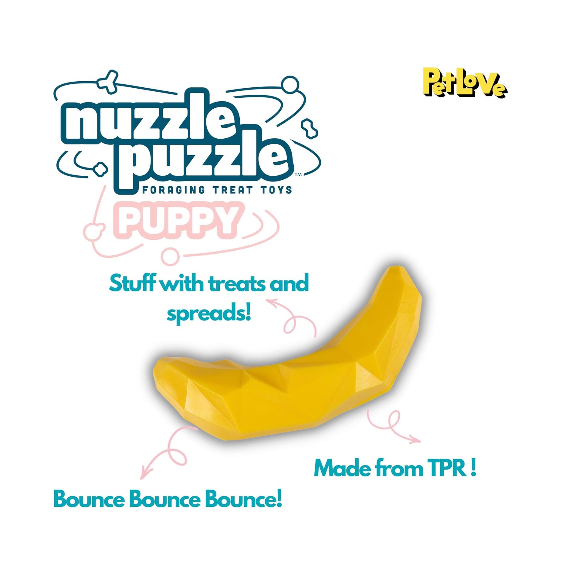 PetLove Nuzzle Puzzle Puppy Banana Toy