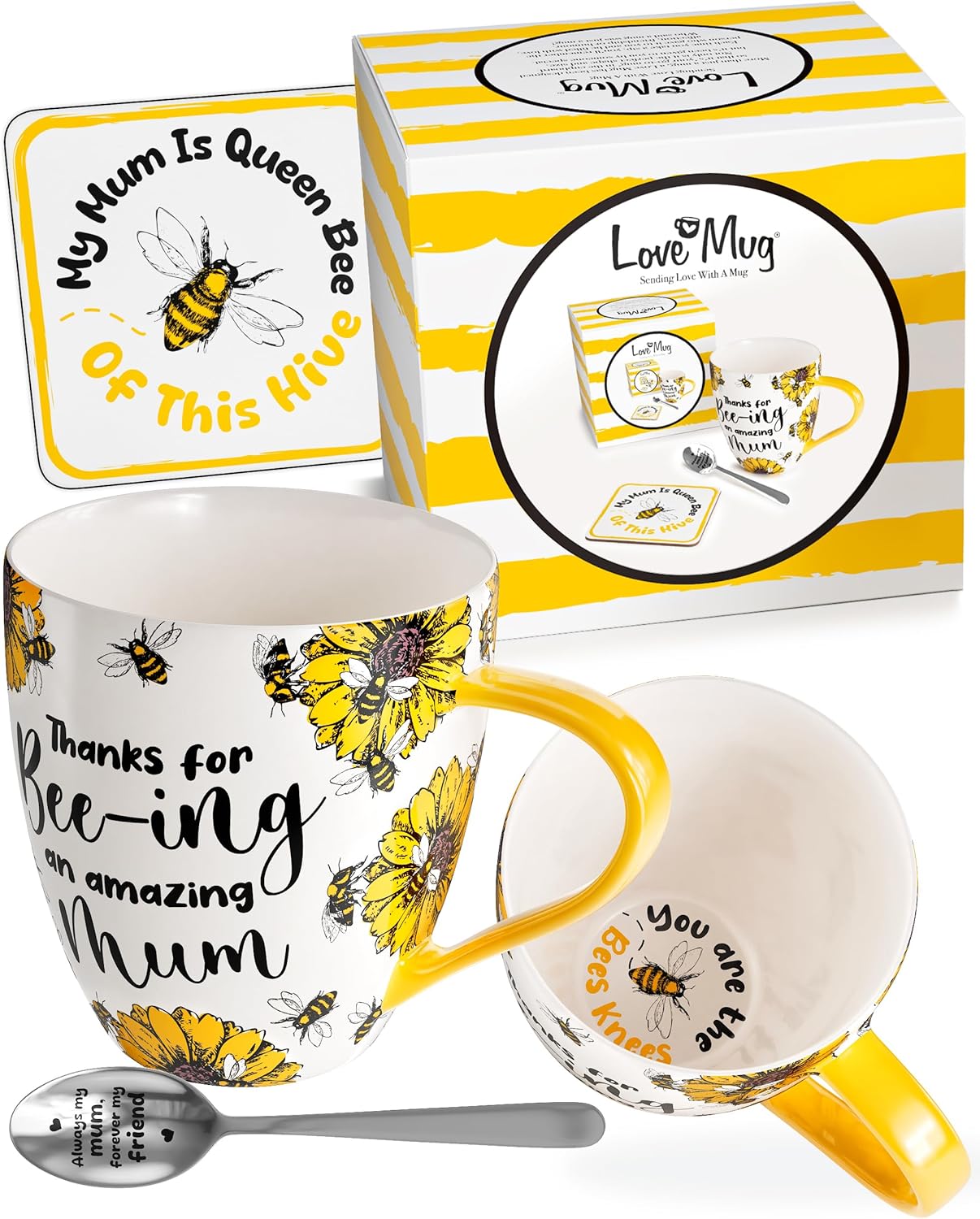 Love Mug®: Thanks for Bee-ing an Amazing Mum Mug, Coaster and Spoon Gift Set