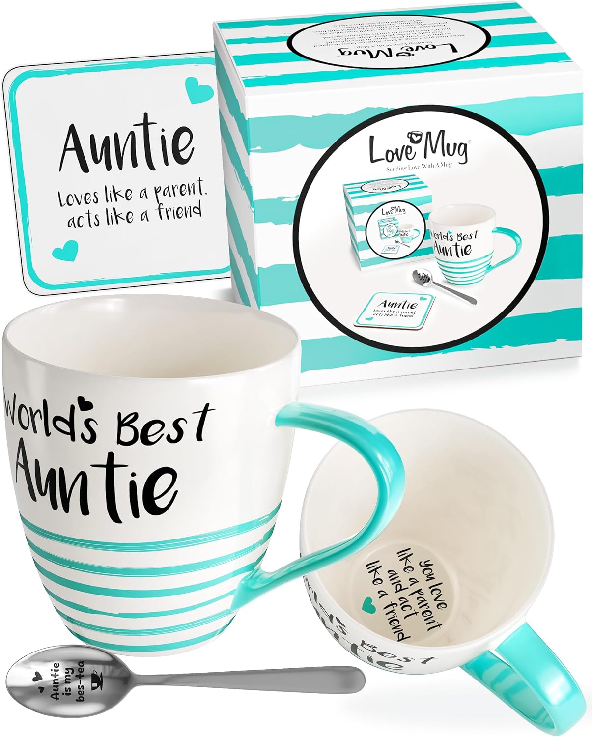 Love Mug®: World's Best Auntie Mug, Coaster and Spoon Gift Set