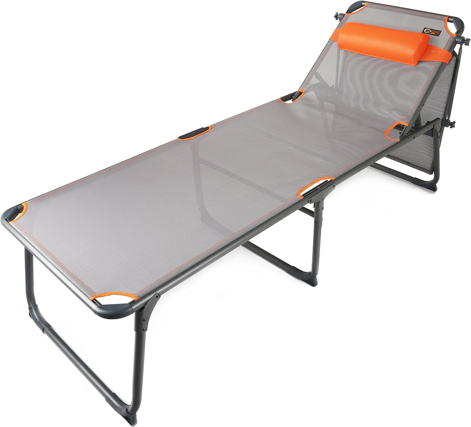 Portal Outdoor - Kevin XXL Camping Lounger Classic Grey/Orange
