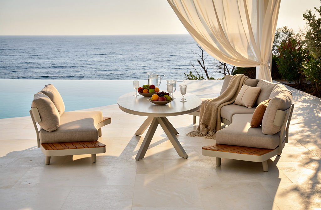 Canaria Oval Lounge Set includes 4-Seater Curved Sofa, 2-Seater Curved Sofa and Oval Table