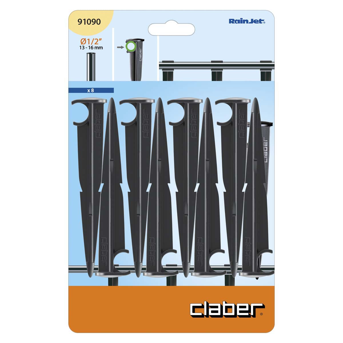 Claber 91090 1/2" Support Stakes - 8pcs