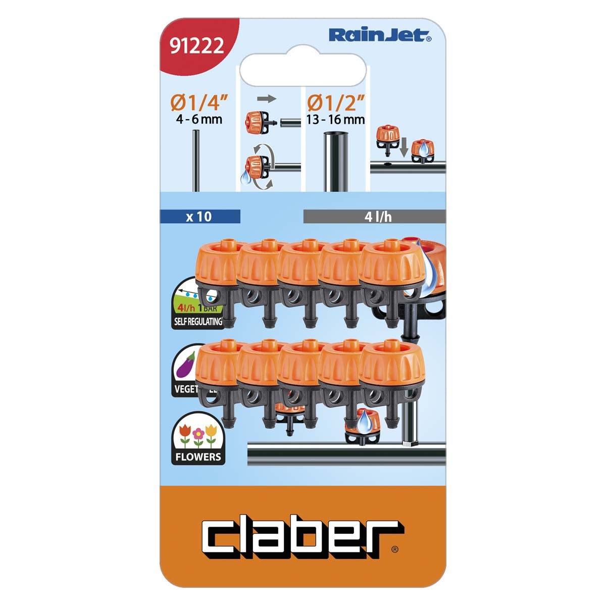 Claber Self Regulating Dripper 4LPH (pack of 10) - 91222
