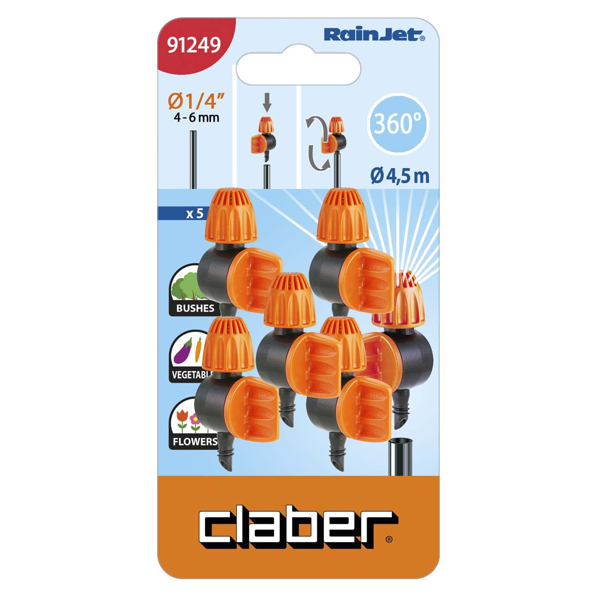 Claber 91249 360° Adjustable Micro-Sprinkler - 5pcs