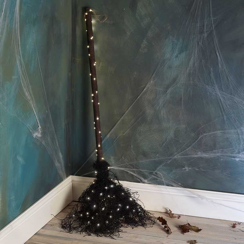 Halloween InLit Wookey Witch Broom with Lights