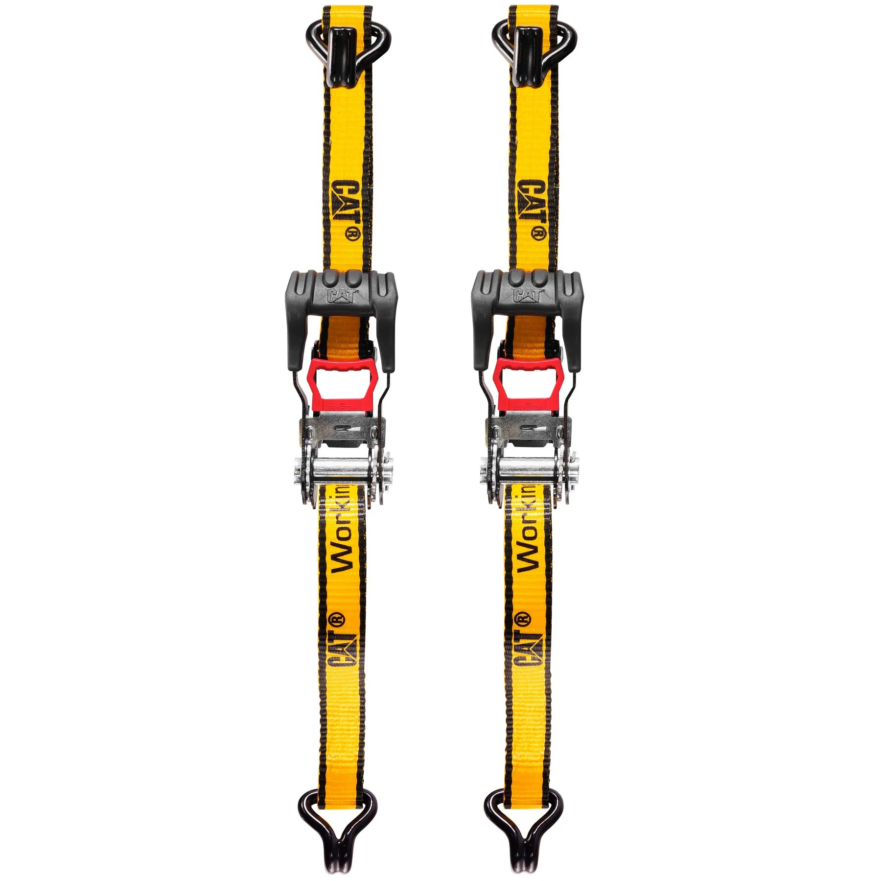 Caterpillar Ratchet Tie Downs with Scratch Resistant Hooks - 2 pack