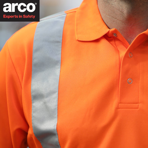 Arco Safety Workwear - Class 2 Hi Vis Orange Polo Shirt Short Sleeve