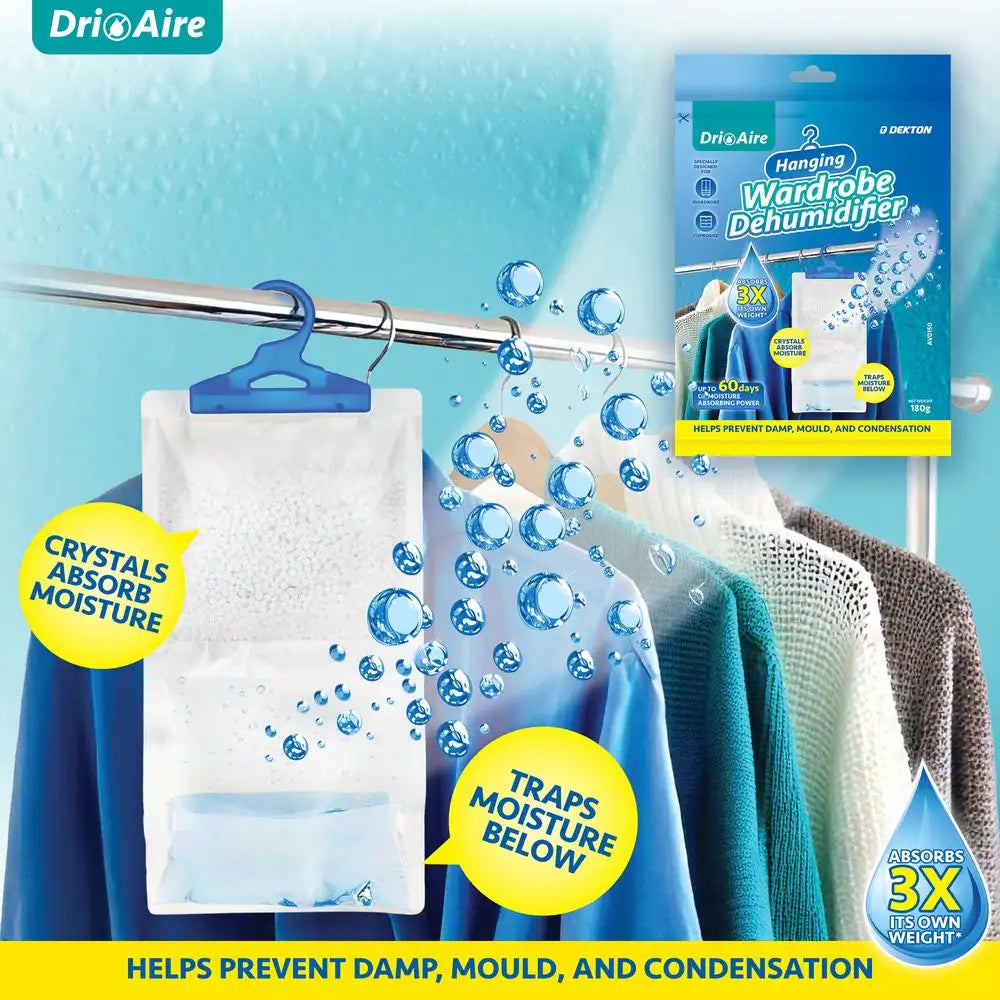 3 Pack Hanging Wardrobe Dehumidifier 180g
