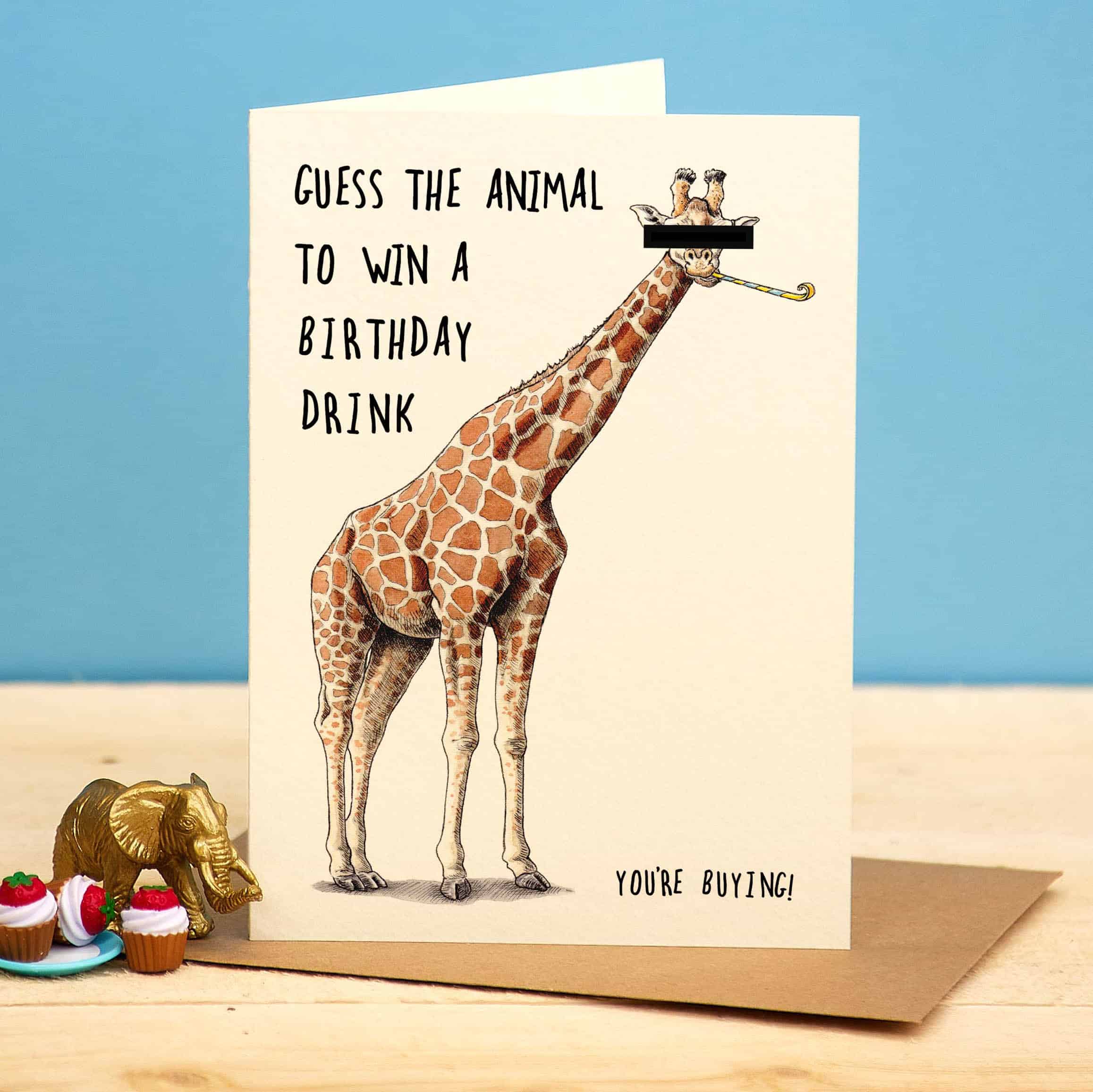 Giraffe Birthday Card by Bewilderbeest