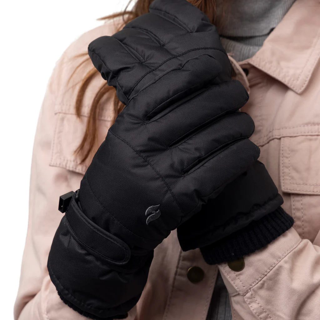 Heat Holders Ladies Quilted Touch-Screen Thermal Gloves - Black