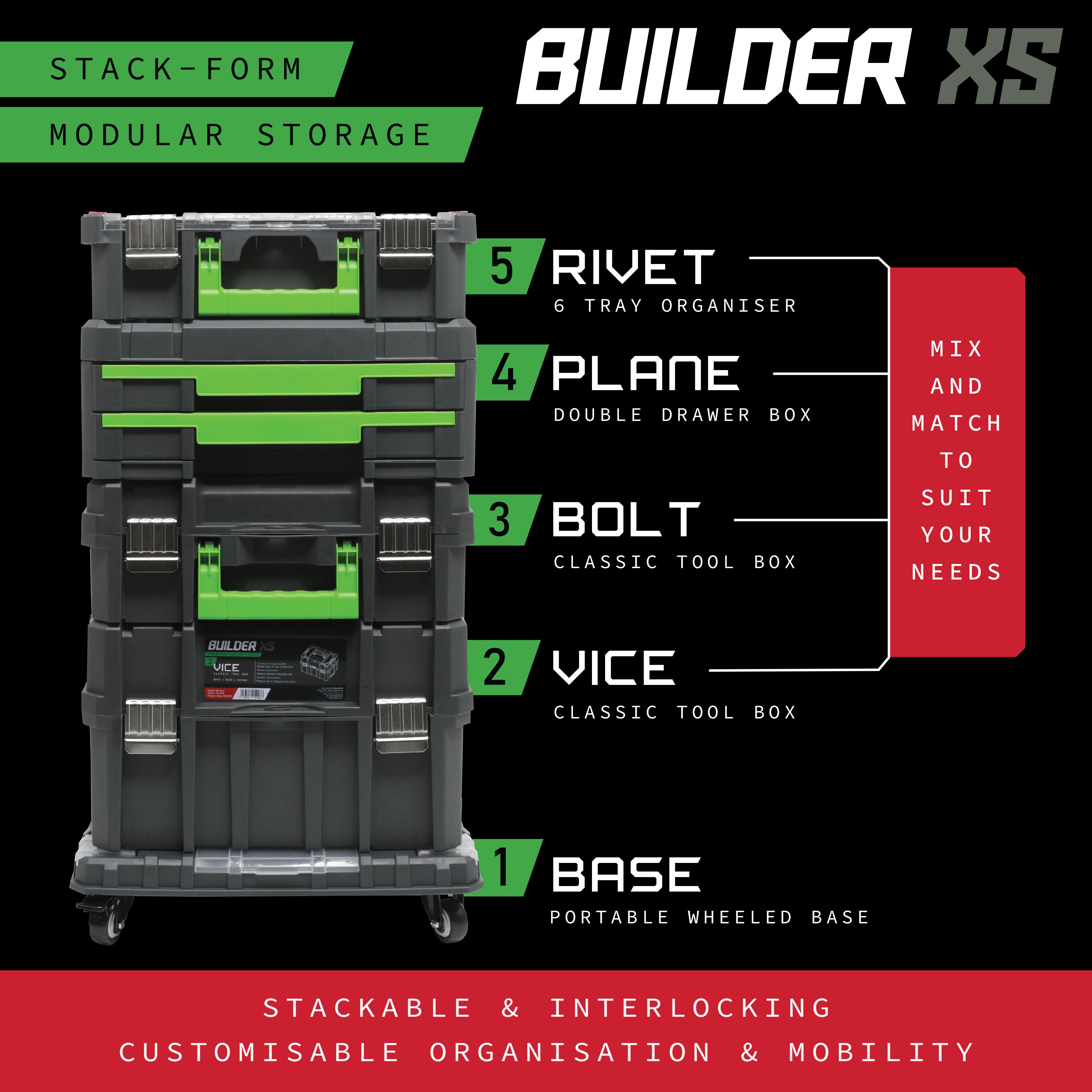 Builder Pro Stack-Form Modular Tool Boxes – Build Your Stack