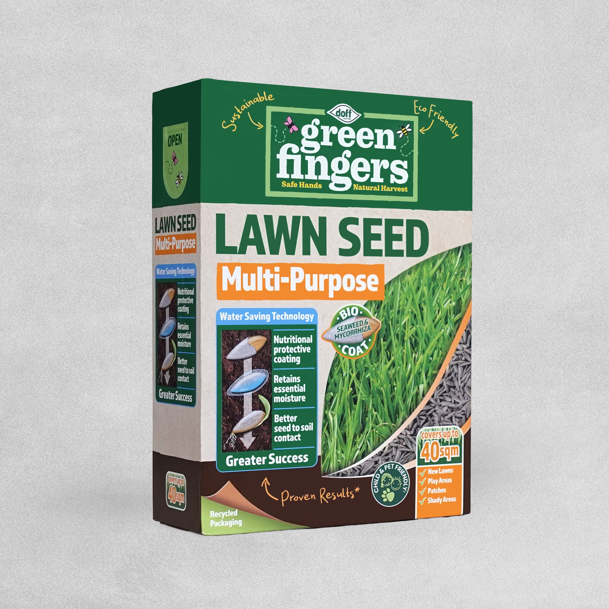 Doff Green Fingers Multi-Purpose Lawn Seed 1kg - covers 40 sqm