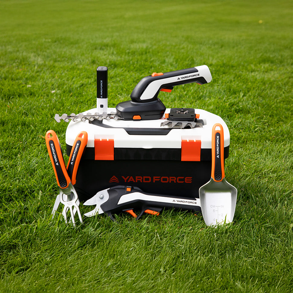 Yard Force Vita Hand Tool Set for Gardens and Balconies with Portable Box and 4Ah Lithium Ion-Battery