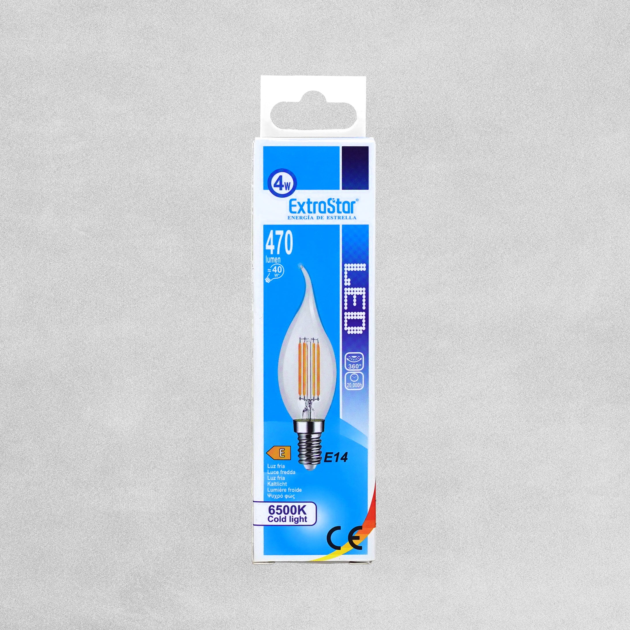 ExtraStar E14 4W 470lm LED Filament Light Bulb Cool White 6500K