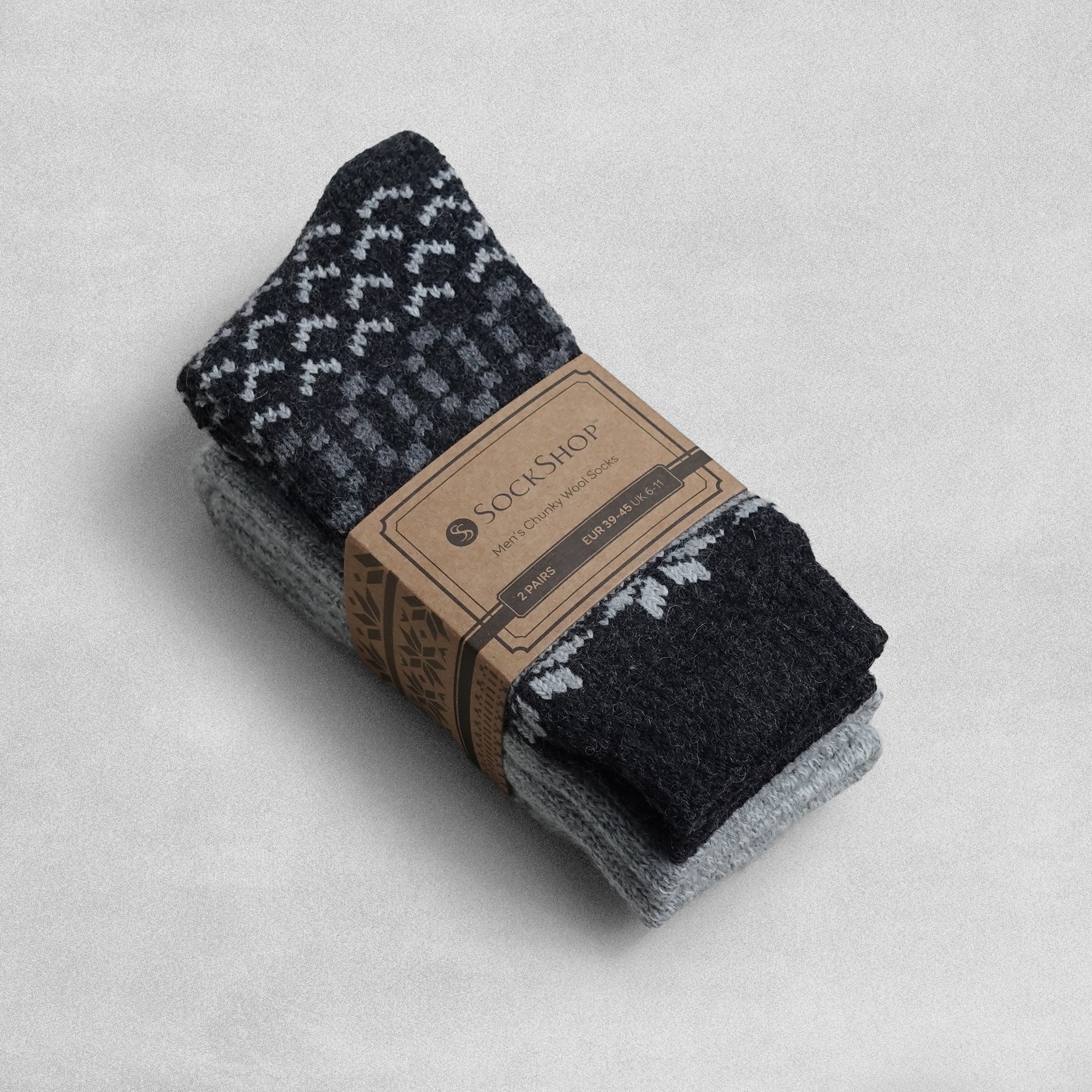 Sock Shop Men's Chunky Wool Socks 2 Pairs - Size 6-11