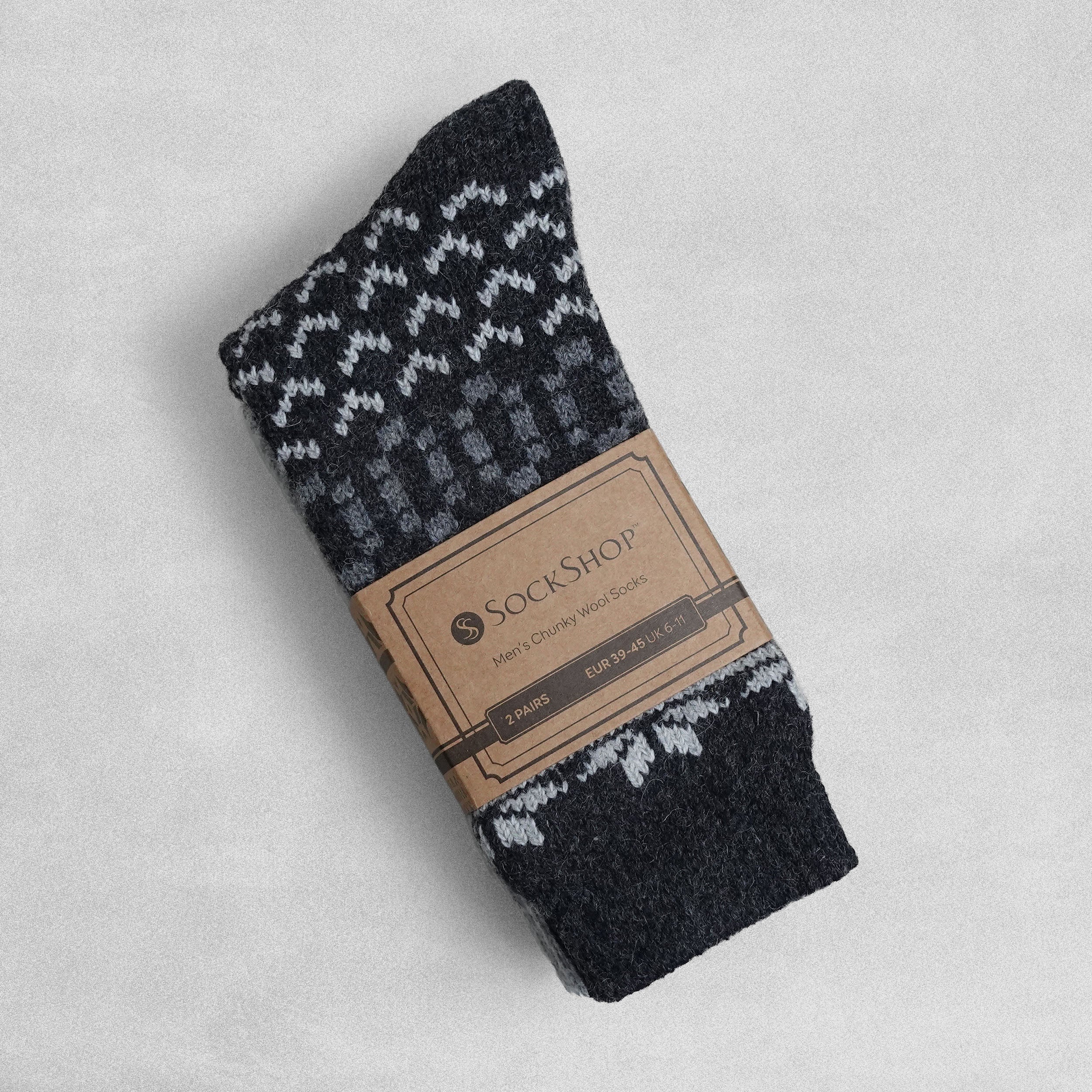 Sock Shop Men's Chunky Wool Socks 2 Pairs - Size 6-11